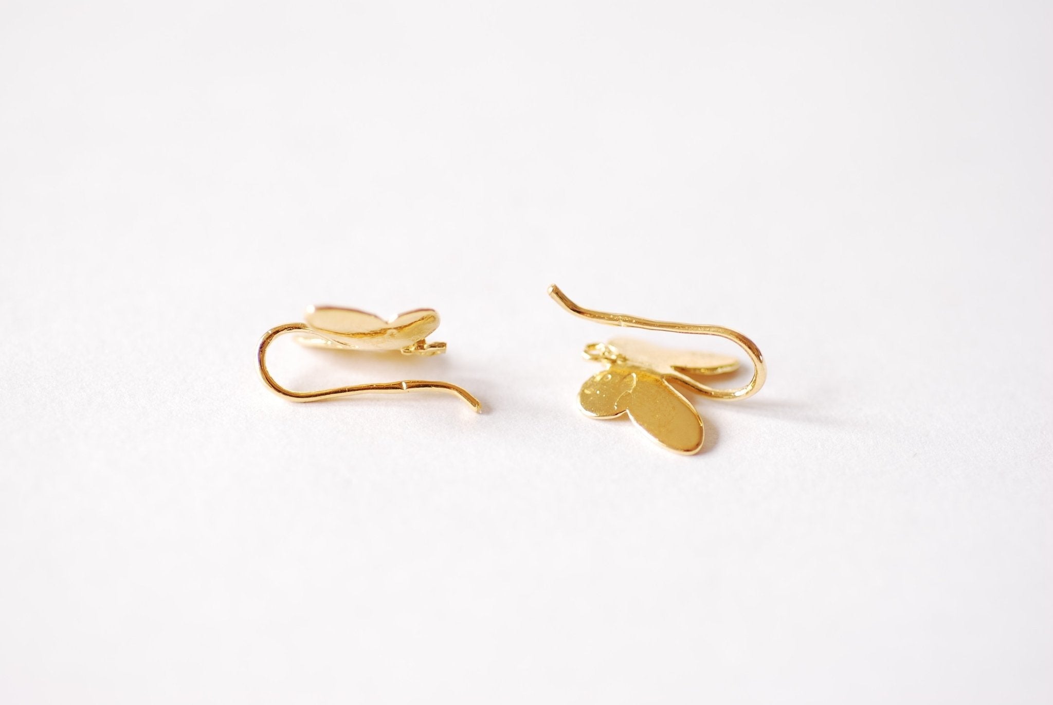 Butterfly Ear Wire Earrings - Vermeil Gold or Sterling Silver Insect Butterfly Bee HoneyBee Ear Wire Findings Component Ear Hook, 521 - HarperCrown