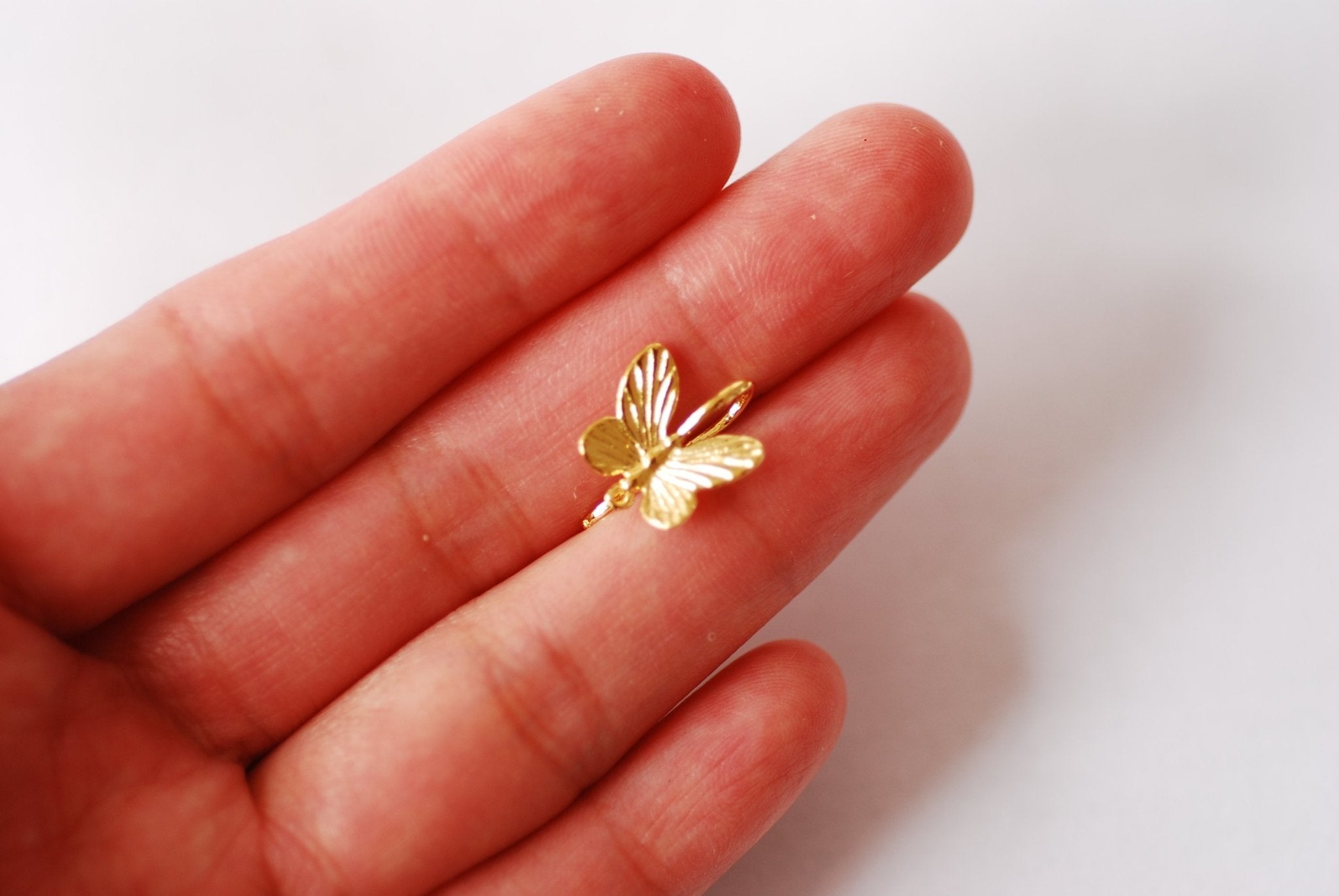 Butterfly Ear Wire Earrings - Vermeil Gold or Sterling Silver Insect Butterfly Bee HoneyBee Ear Wire Findings Component Ear Hook, 521 - HarperCrown