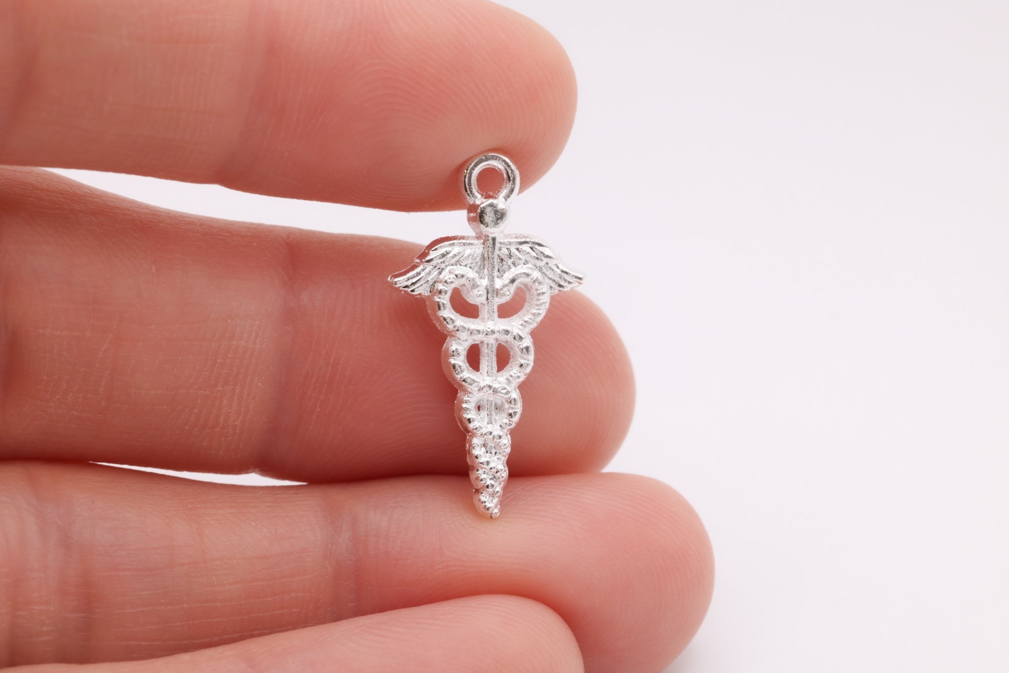 Caduceus Medical Logo Charm, 925 Sterling Silver, 670 - HarperCrown