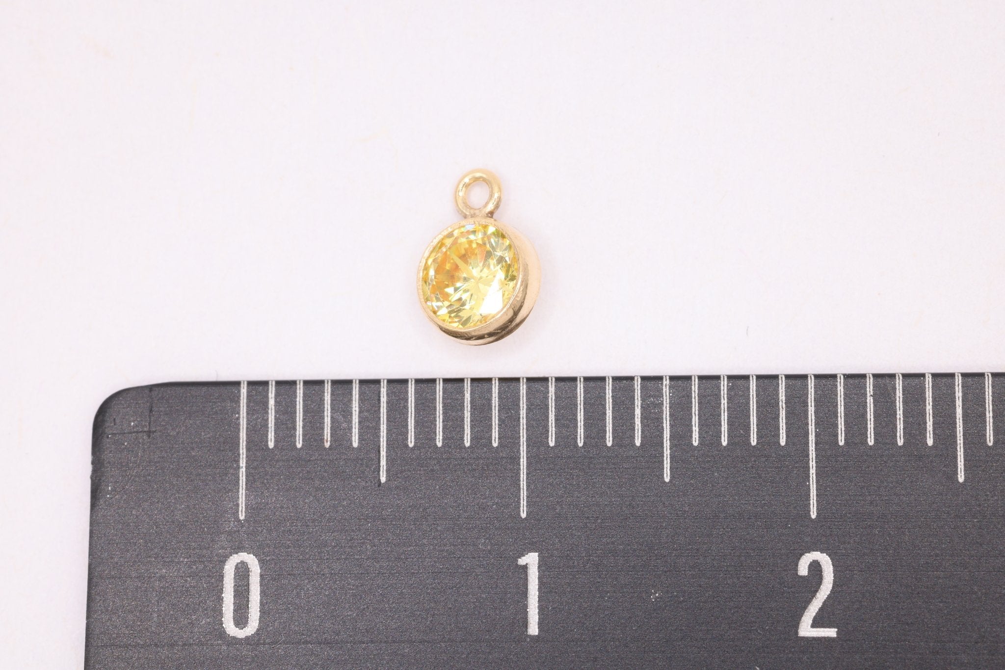 Citrine Birthstone CZ Gold-Filled Wholesale Drop Charm, November Birthstone, Horizontal Bail - HarperCrown