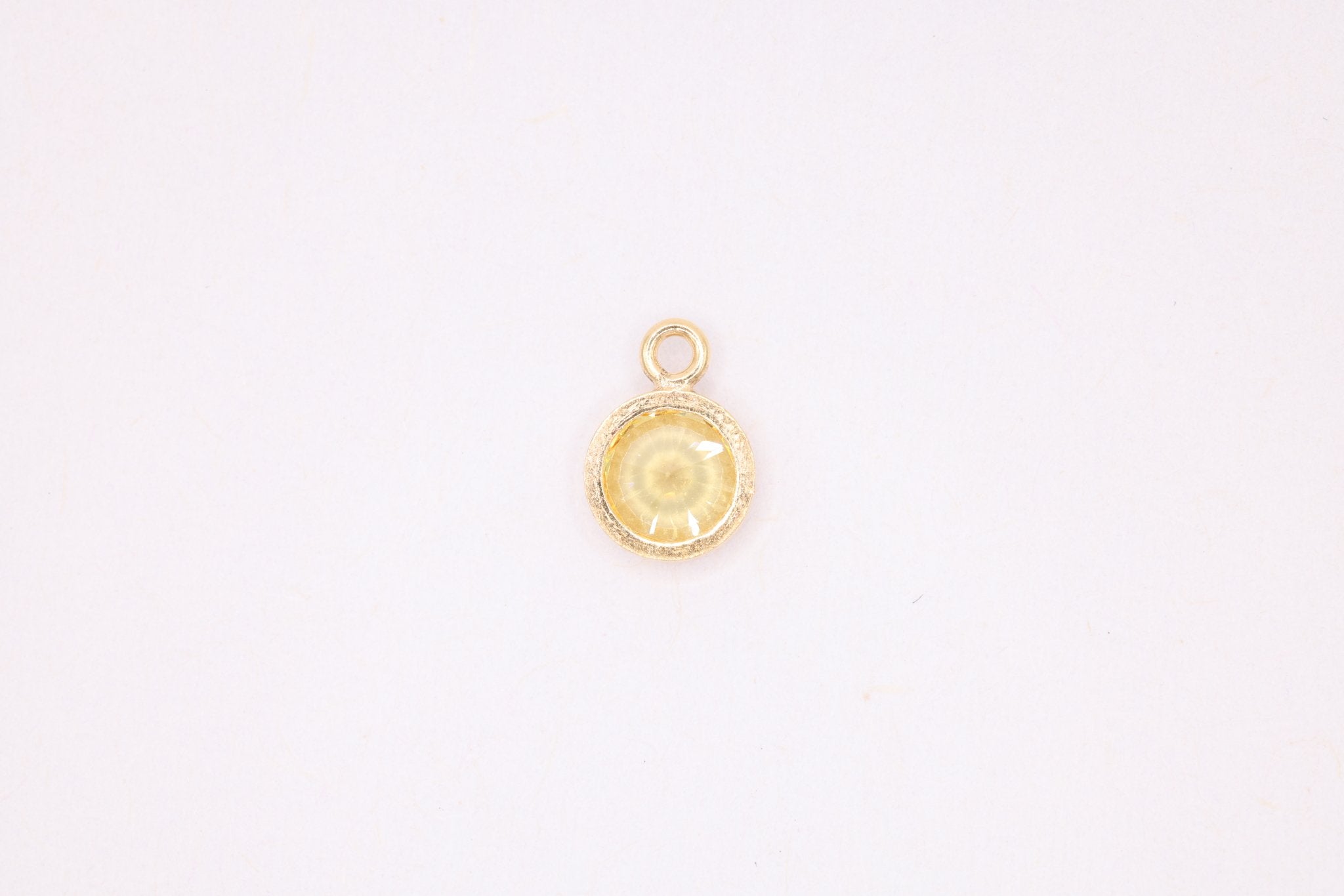 Citrine Birthstone CZ Gold-Filled Wholesale Drop Charm, November Birthstone, Horizontal Bail - HarperCrown