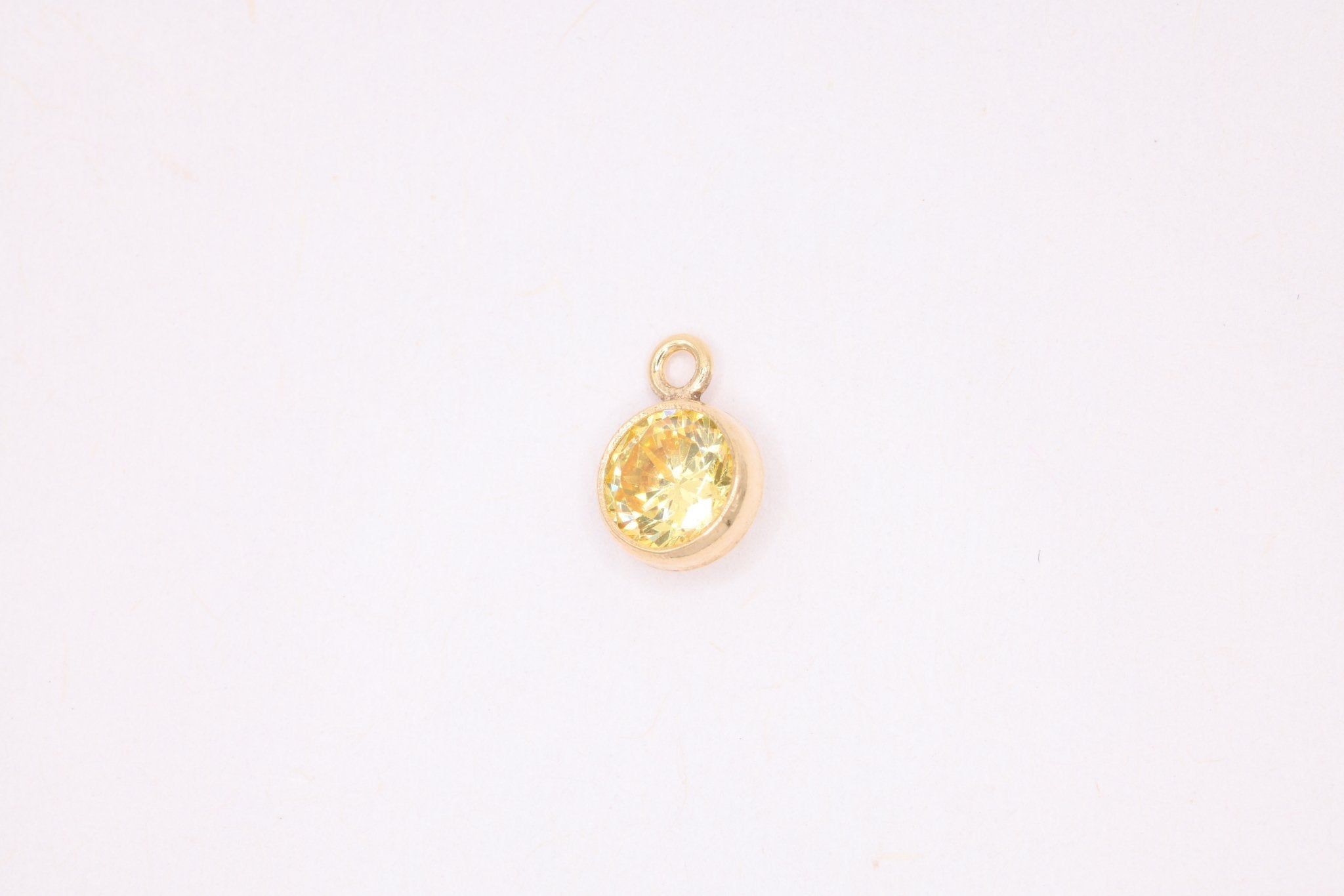 Citrine Birthstone CZ Gold-Filled Wholesale Drop Charm, November Birthstone, Horizontal Bail - HarperCrown