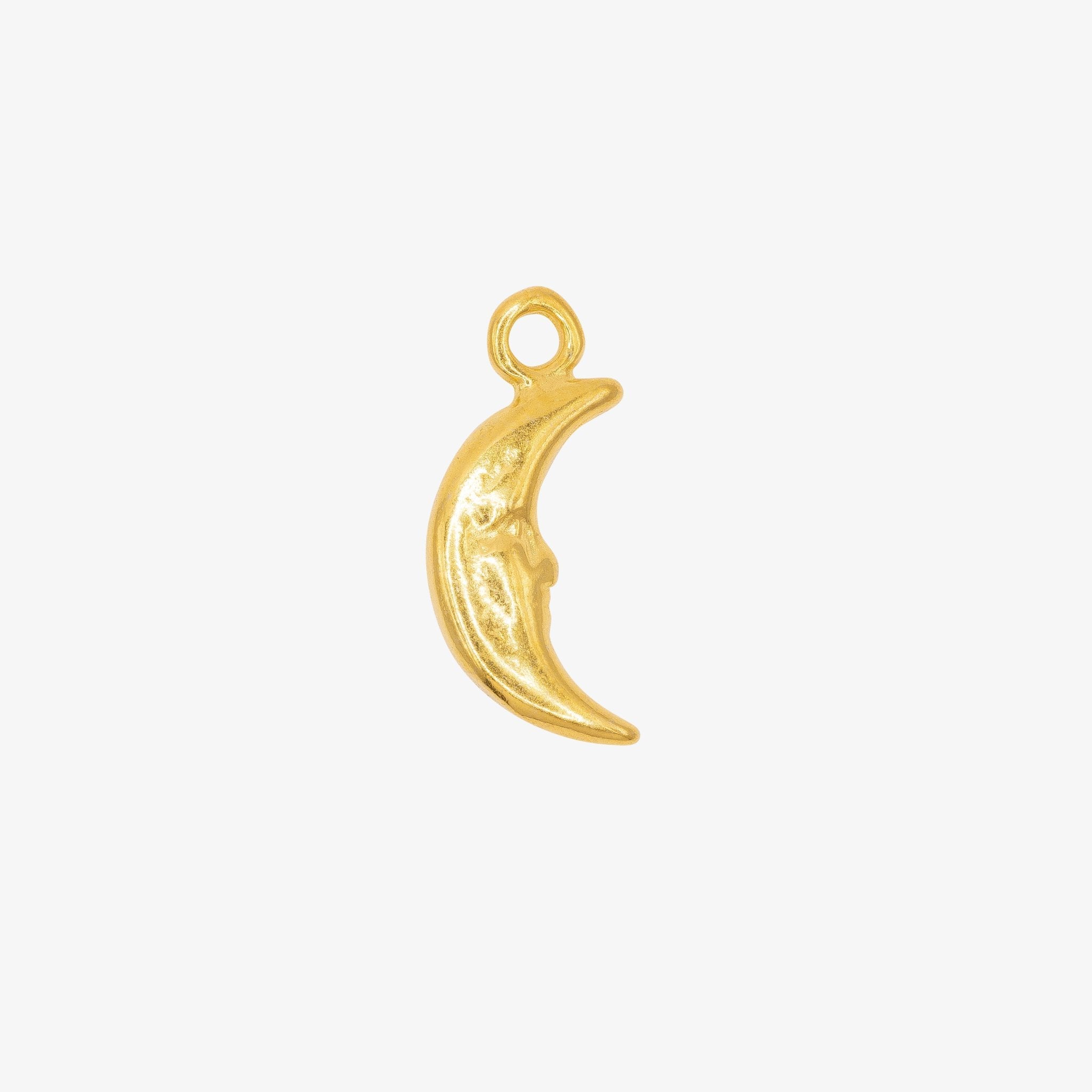 Crescent Moon Face Charm 14K Gold, 268G - HarperCrown