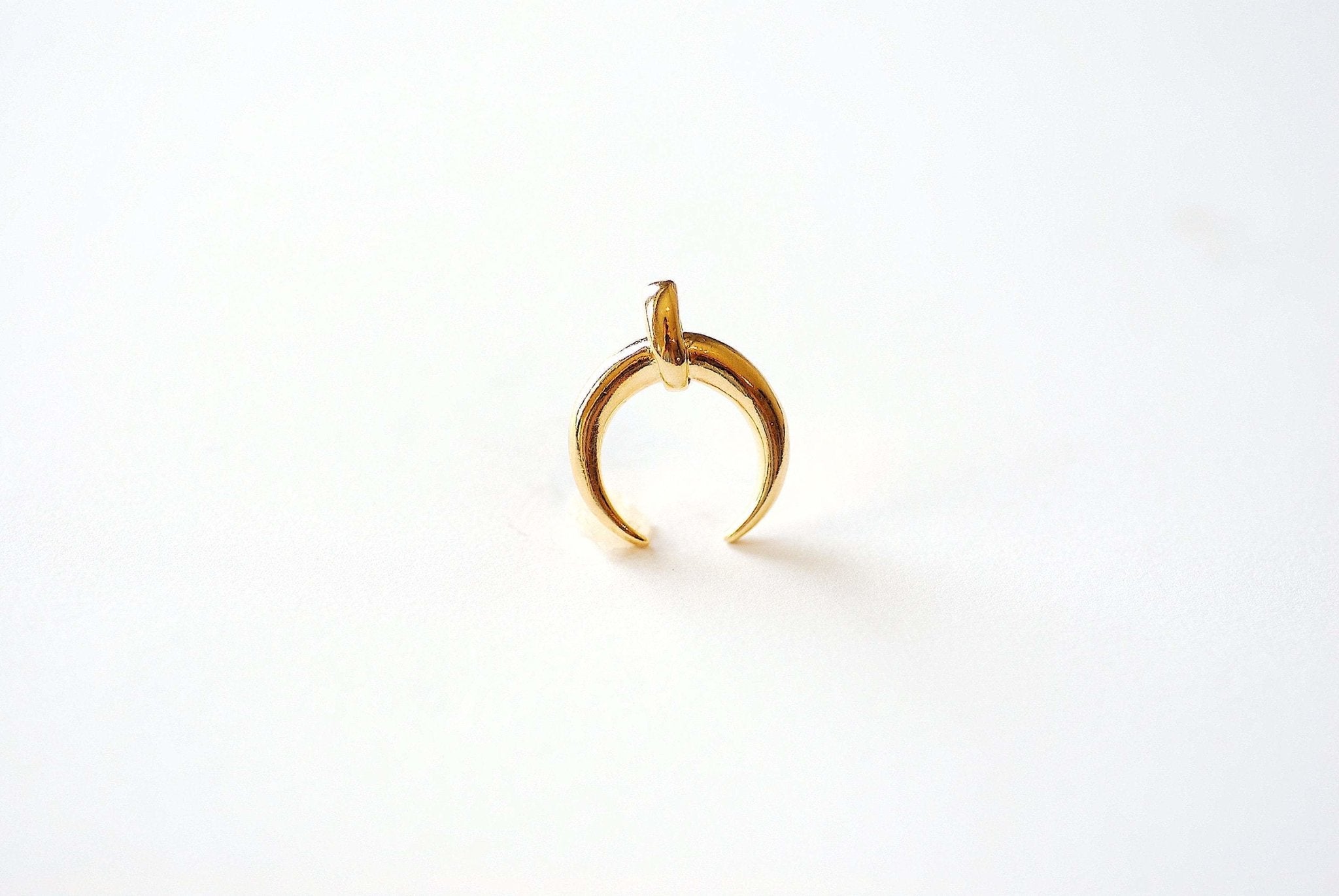 Crescent Moon Pendant Charm - 18k gold plated over 925 Sterling Silver, Half Moon Charm, Horn, Tusk, Diy Craft Jewelry Parts, J279 - HarperCrown
