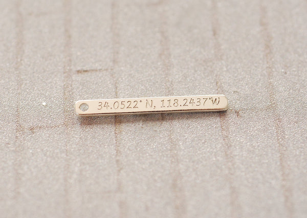 Custom Engraving | 925 Sterling Silver Personalized Drop Bar Pendant Charm | Names, Date, Initials, Locations, Birthday - HarperCrown