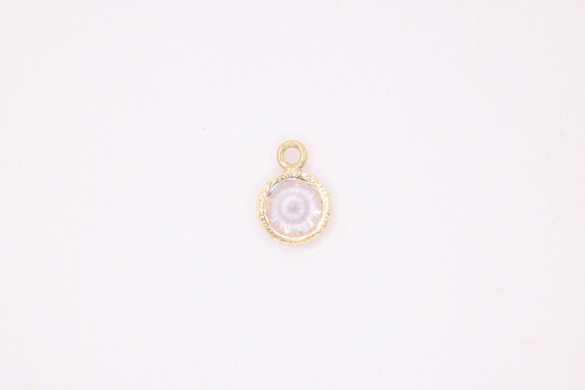 Diamond CZ Gold-Filled Wholesale Drop Charm, April Birthstone, Horizontal Bail - HarperCrown