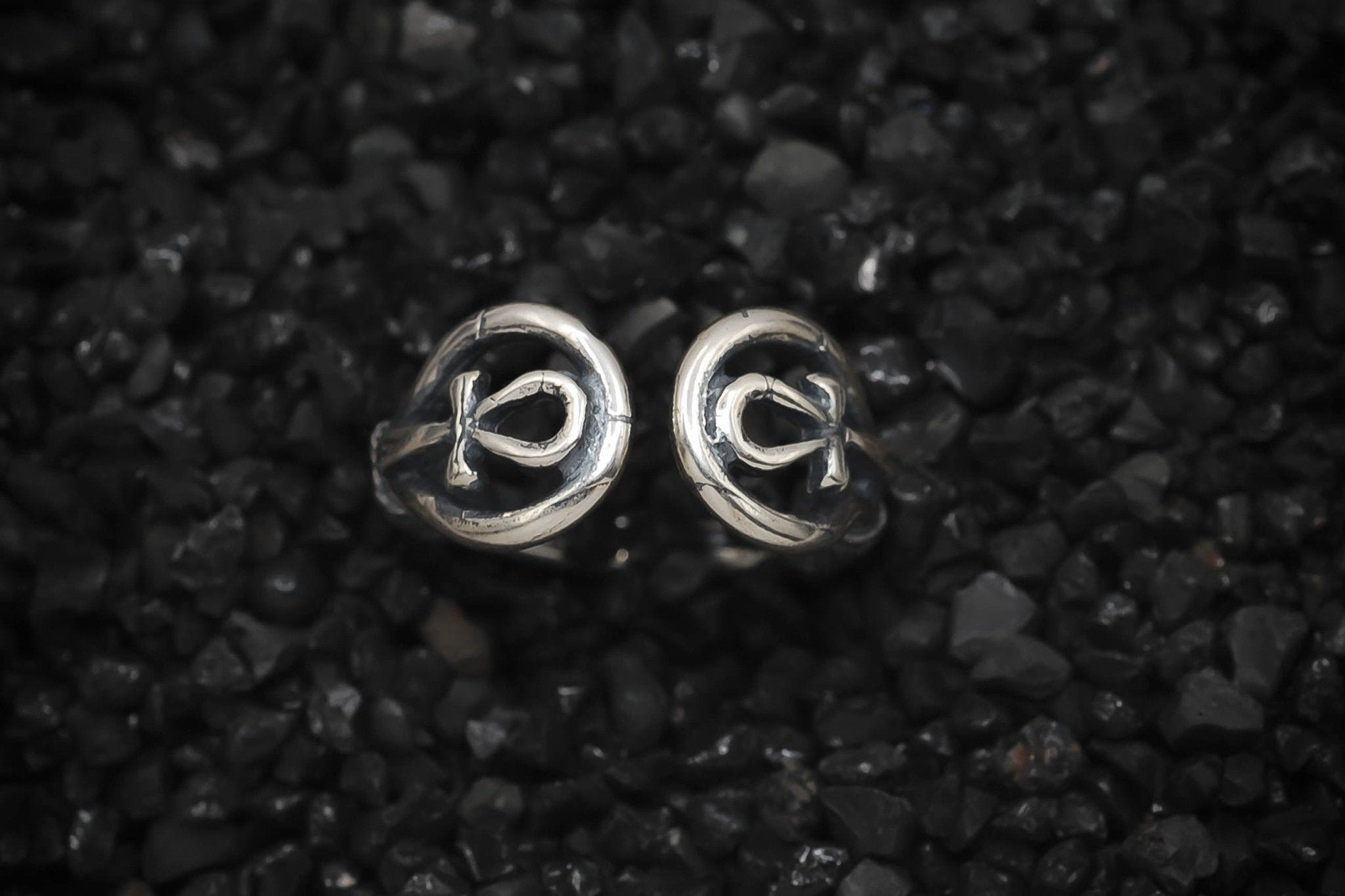 Double Ankh Ring Wrap Band Ancient Egyptian | 925 Sterling Silver, Oxidized or 18K Gold Plated | Adjustable Size - HarperCrown