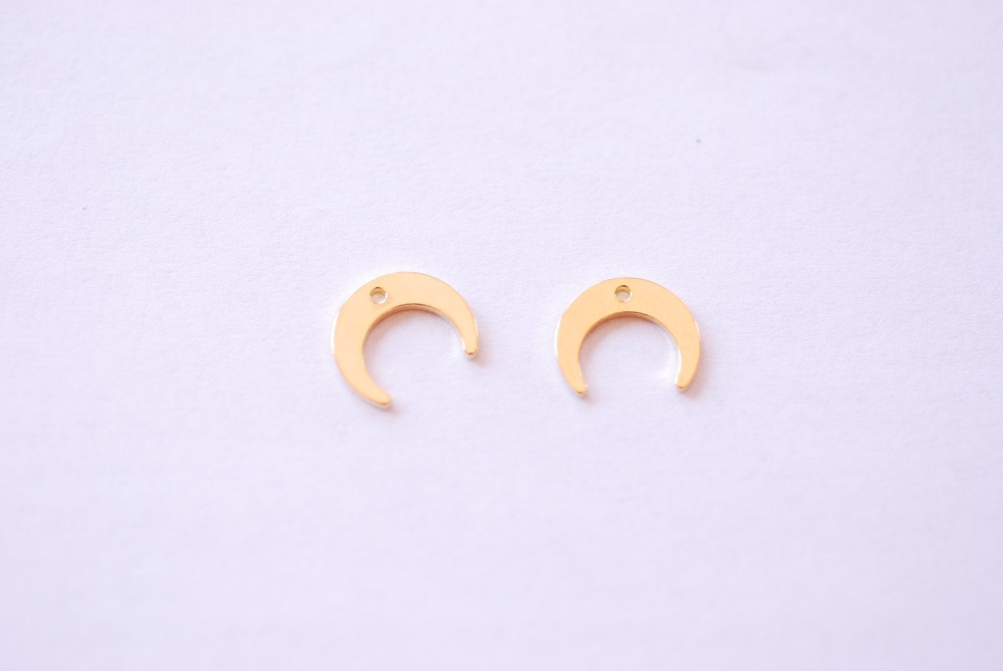 Double Horn Crescent Moon Charm Pendant - 16k Gold plated Brass Half Moon Night Sky Celestial HarperCrown Etsy B188 - HarperCrown