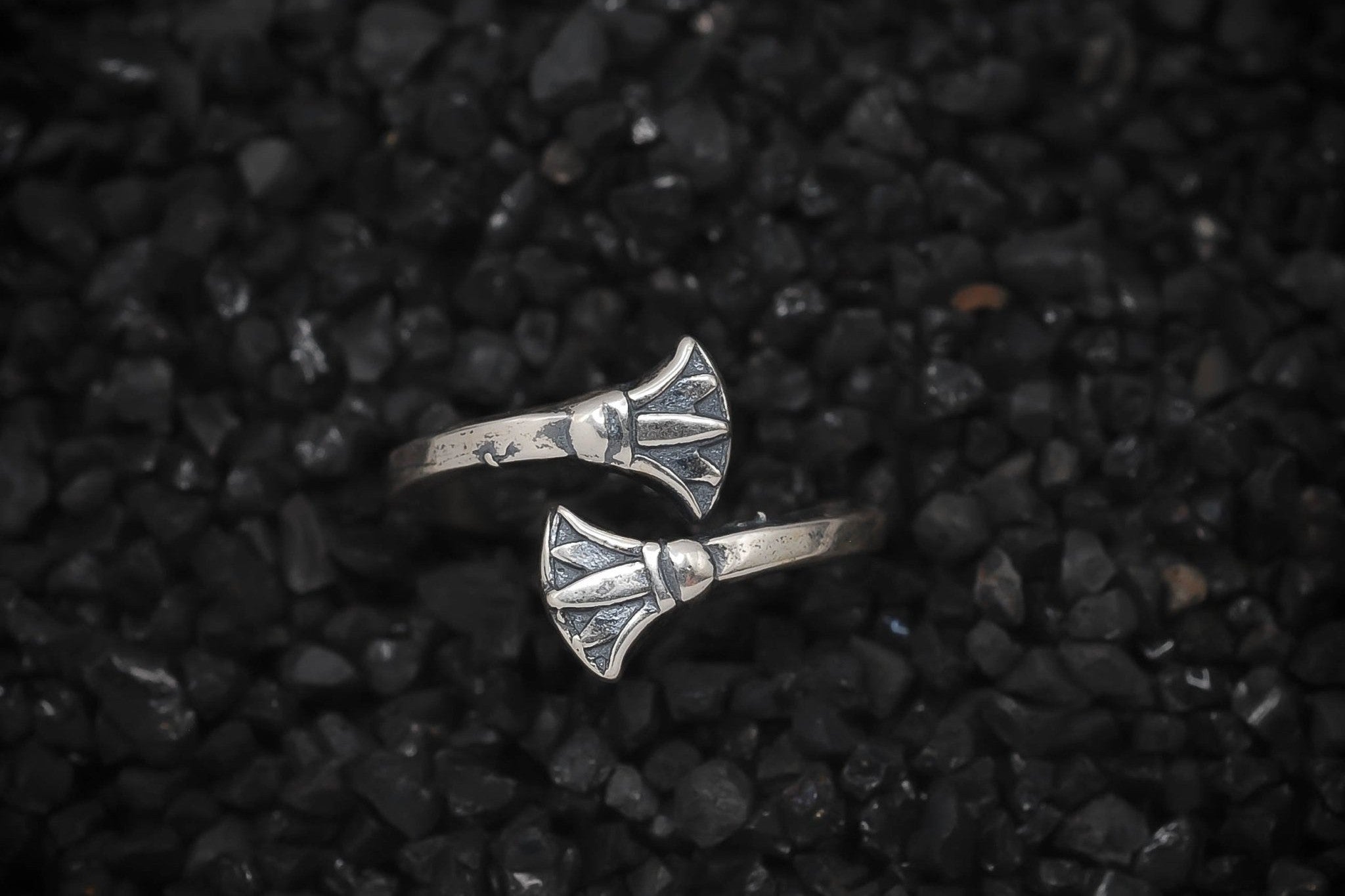Double Lotus Wrap Ring Ancient Egyptian | 925 Sterling Silver, Oxidized or 18K Gold Plated | Adjustable Size - HarperCrown