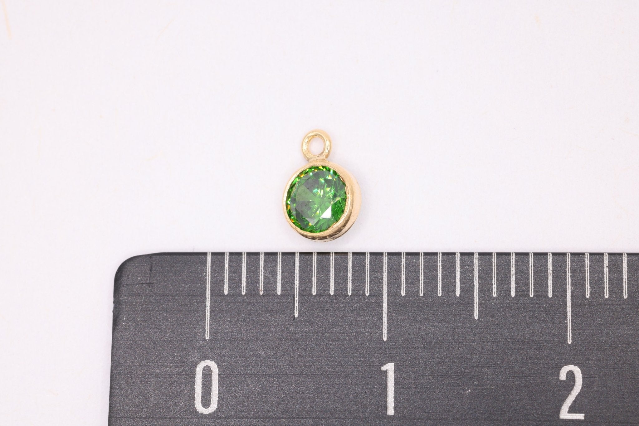 Emerald Birthstone CZ Gold-Filled Wholesale Drop Charm, May Birthstone, Horizontal Bail - HarperCrown