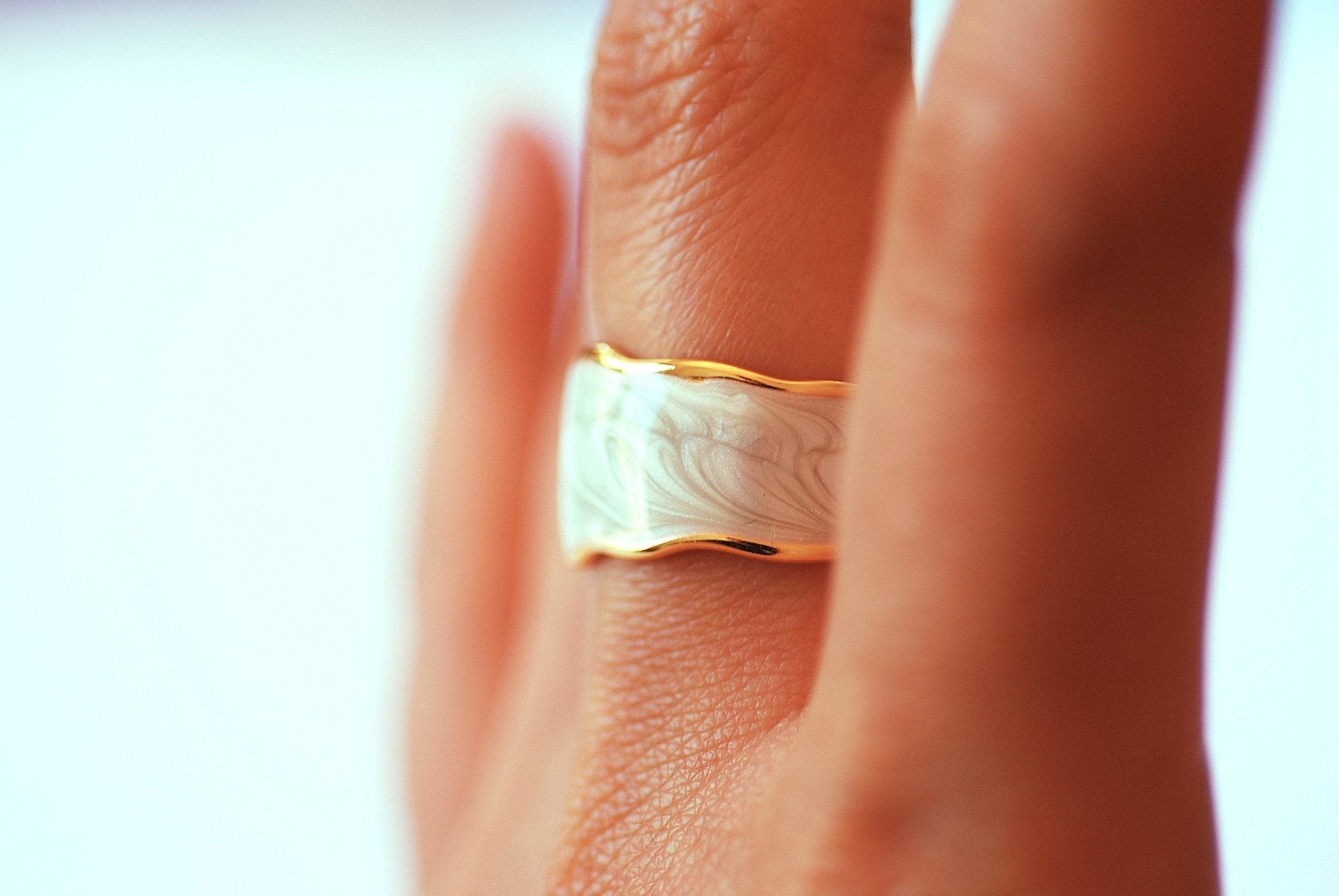 Enamel Ring for Women Gift for Women Swirl Minimalist Ring Statement Ring Marble Ring Everyday Jewelry Wave Ring Stacking Ring - HarperCrown