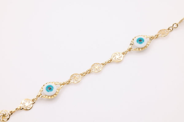 Evil Eye Enamel Chain, 14K Gold Overlay Plated, Wholesale Jewelry Chain - HarperCrown