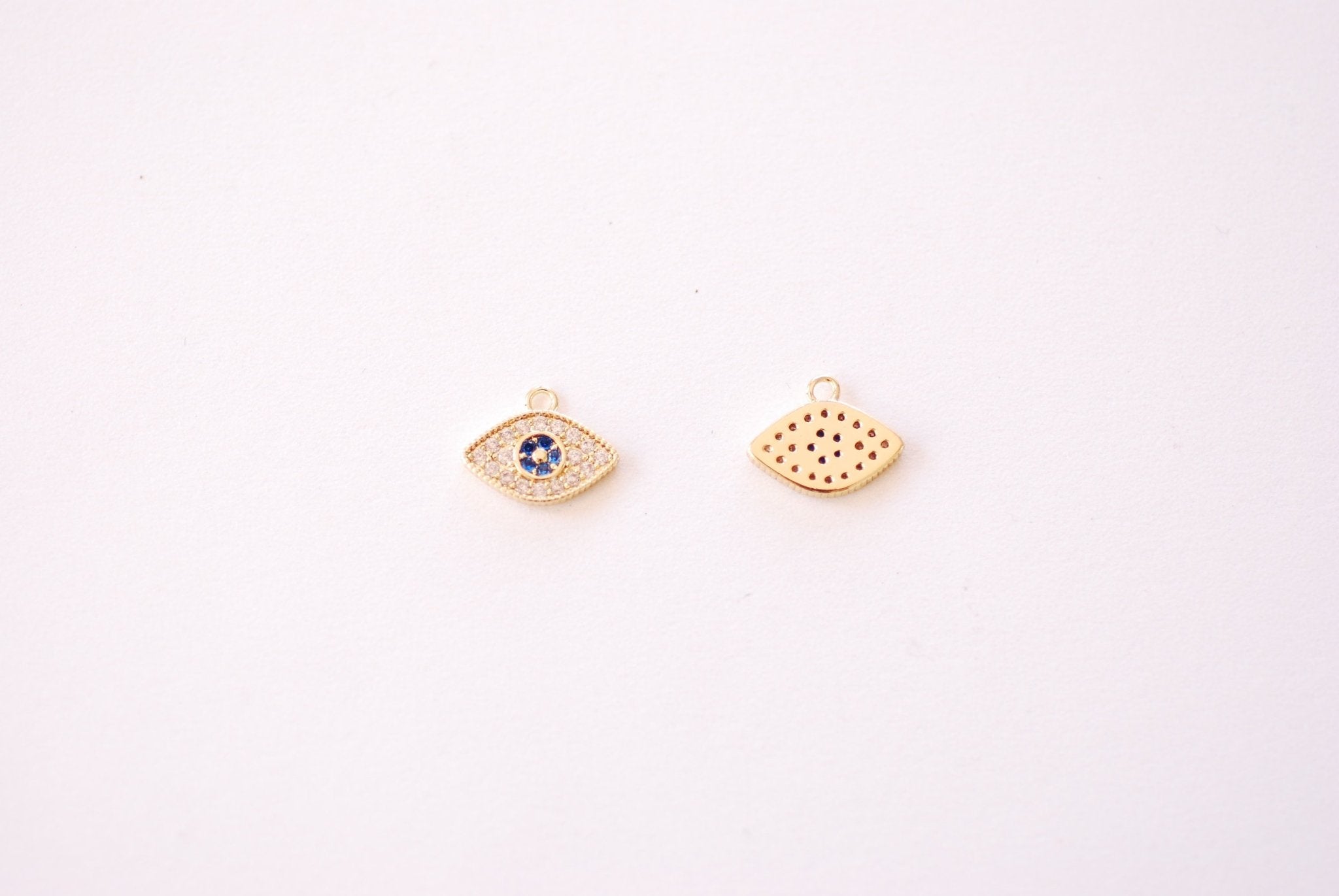 Evil Eye Micro Pave Sapphire Blue CZ Charm - Evil Eye Cubic Zirconia Blue Stone HarperCrown Wholesale Charms B149 - HarperCrown