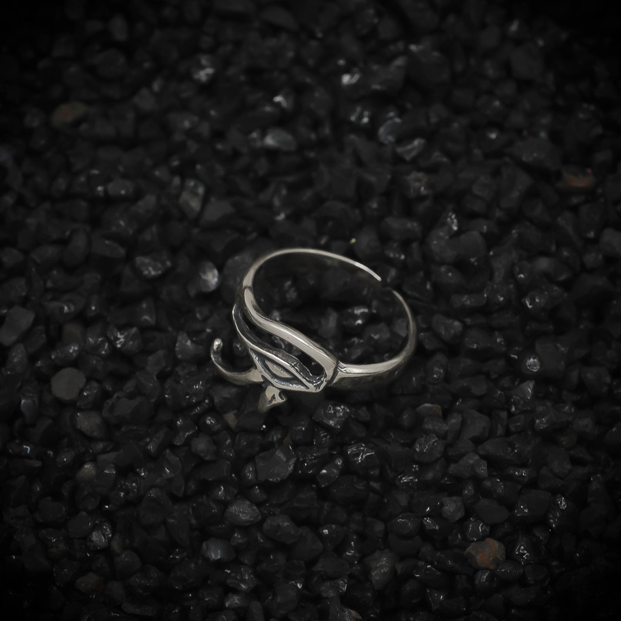 Eye of Ra Ring God of the Sun Ancient Egyptian | 925 Sterling Silver, Oxidized or 18K Gold Plated | Adjustable Size - HarperCrown