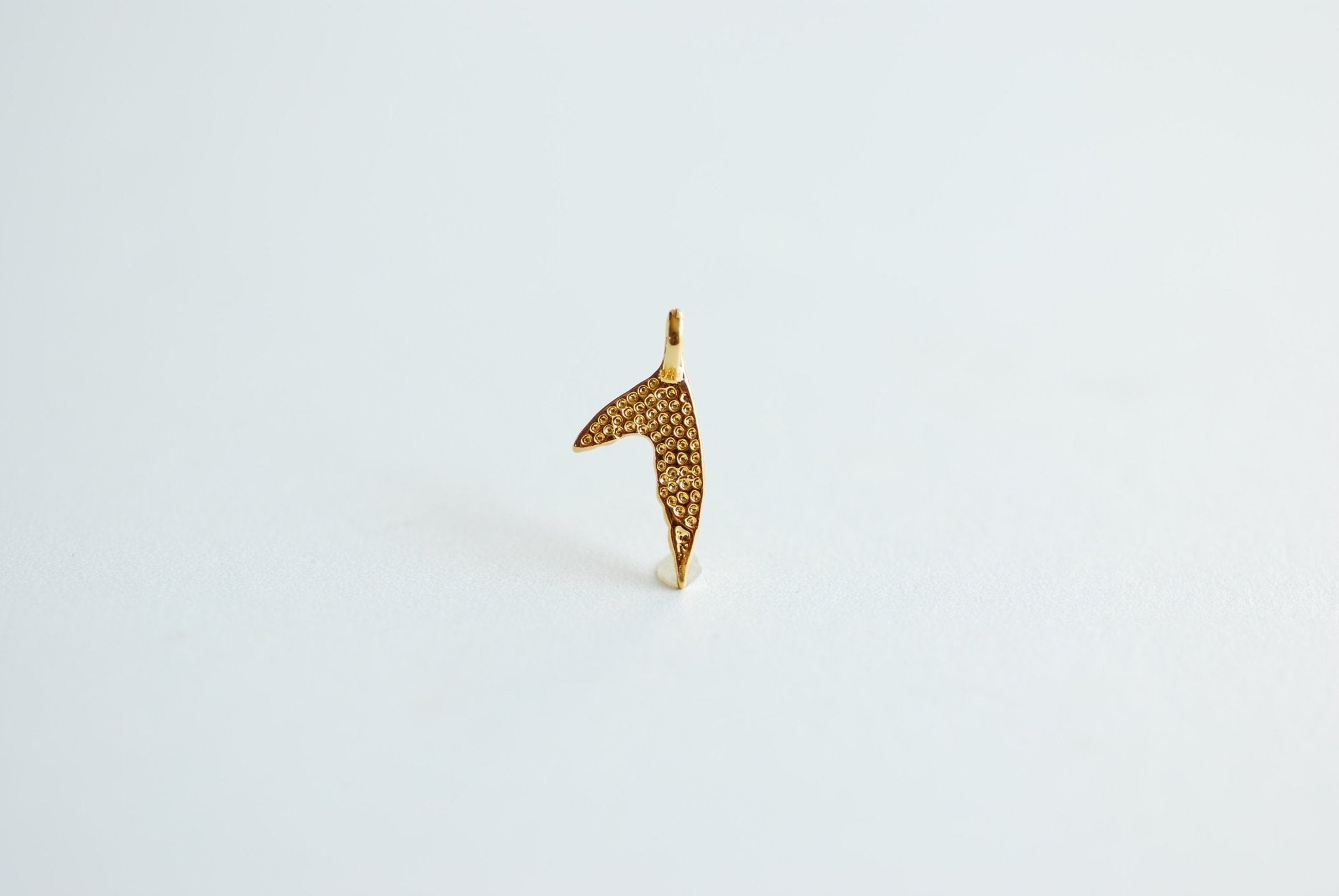 Fish Tail Charm- 18k gold plated over 925 Sterling Silver, Dolphin Whale Fish Mermaid Fin Tail Charm Pendant, Marine Life, Wholesale, 473 - HarperCrown