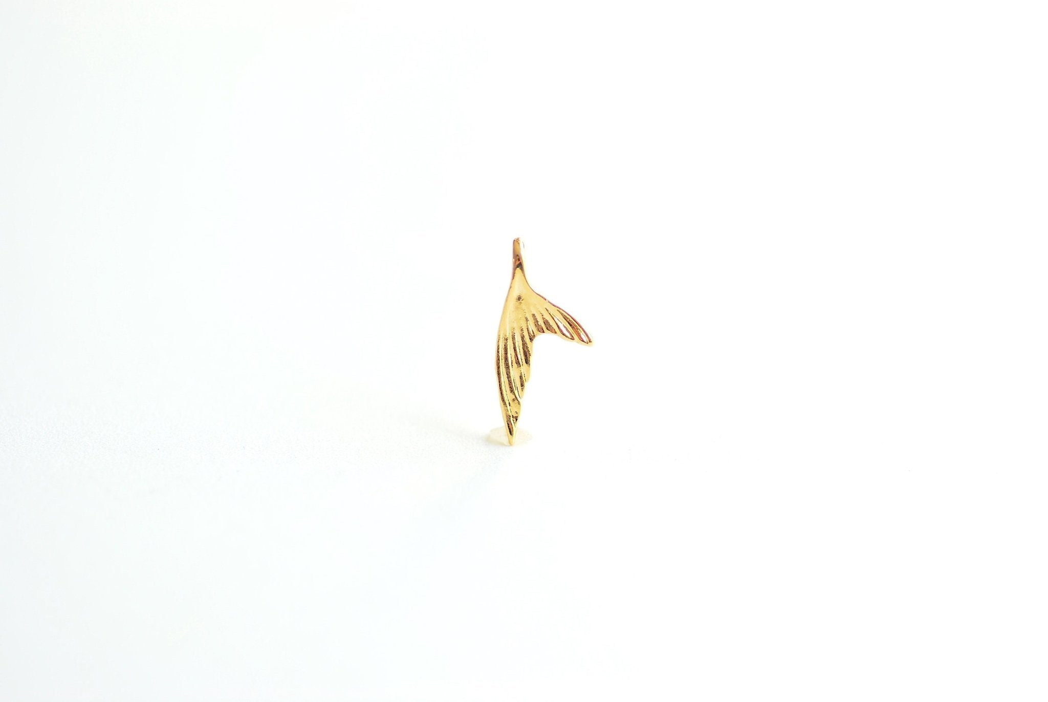 Fish Tail Charm- 18k gold plated over 925 Sterling Silver, Dolphin Whale Fish Mermaid Fin Tail Charm Pendant, Marine Life, Wholesale, 473 - HarperCrown