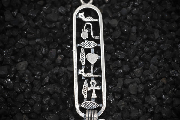"Forever" Cartouche Hieroglyph Ancient Egyptian Charm | 925 Sterling Silver, Oxidized or 18K Gold Plated | Jewelry Making Pendant - HarperCrown