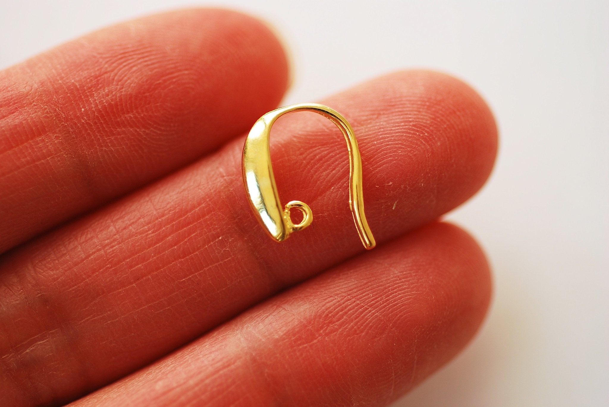 French Hook Earrings with loop l Vermeil 18k Gold Plated over Sterling Silver Flat Ear Wire Ear Hooks Earring Findings Flat Earrings - HarperCrown