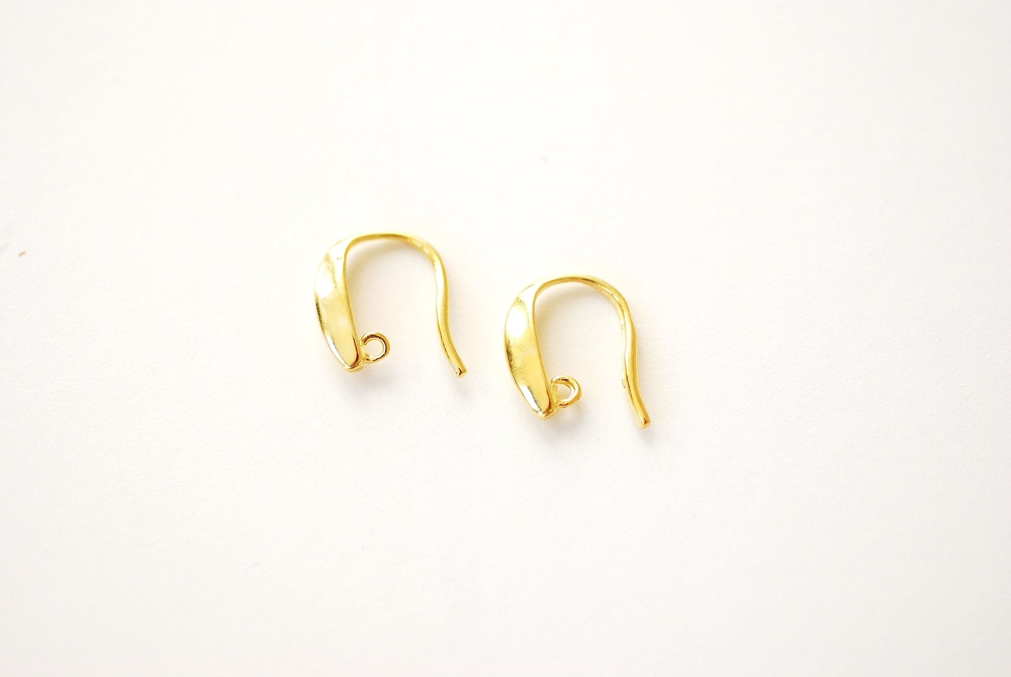French Hook Earrings with loop l Vermeil 18k Gold Plated over Sterling Silver Flat Ear Wire Ear Hooks Earring Findings Flat Earrings - HarperCrown