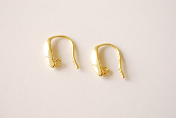 French Hook Earrings with loop l Vermeil 18k Gold Plated over Sterling Silver Flat Ear Wire Ear Hooks Earring Findings Flat Earrings - HarperCrown