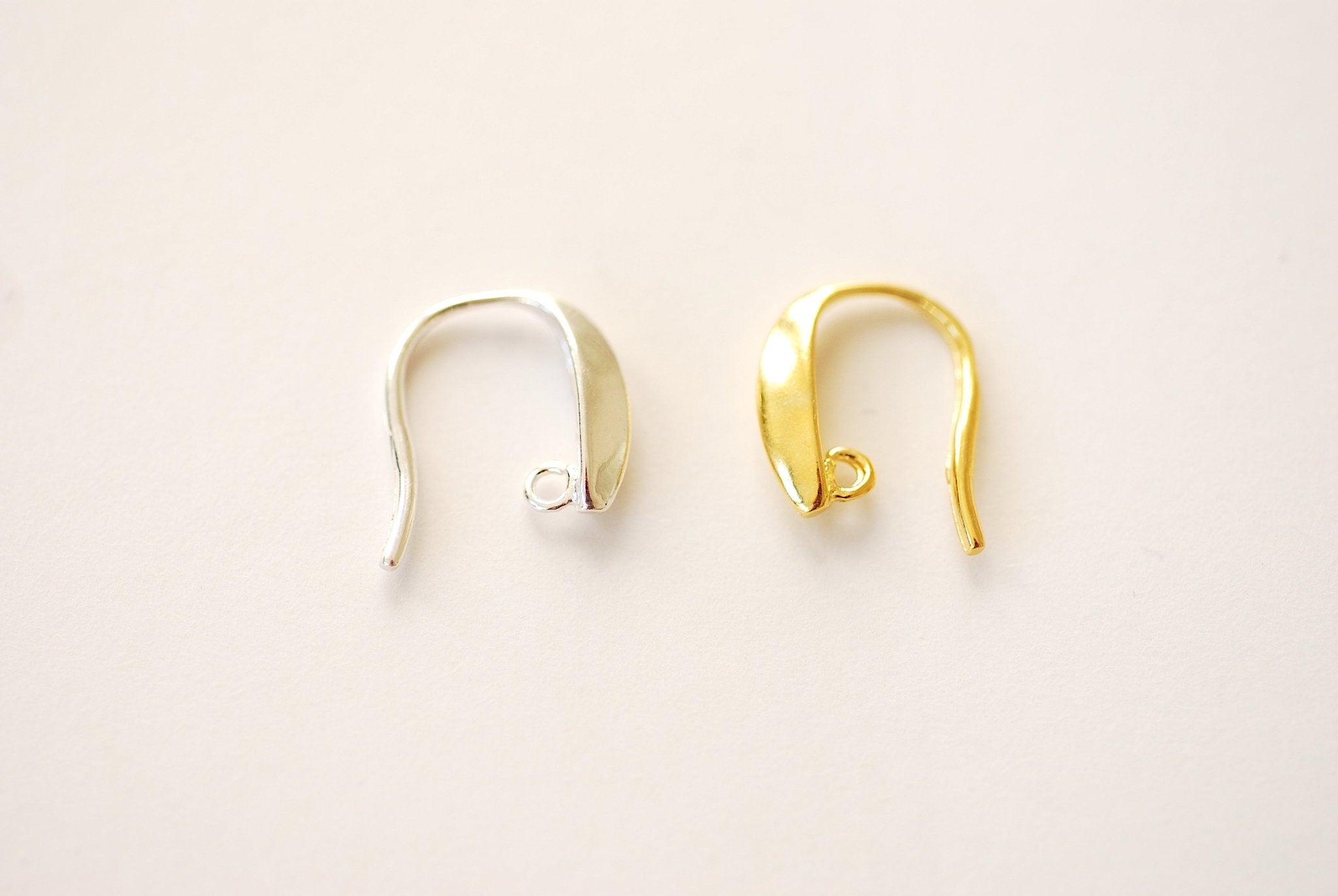 French Hook Earrings with loop l Vermeil 18k Gold Plated over Sterling Silver Flat Ear Wire Ear Hooks Earring Findings Flat Earrings - HarperCrown