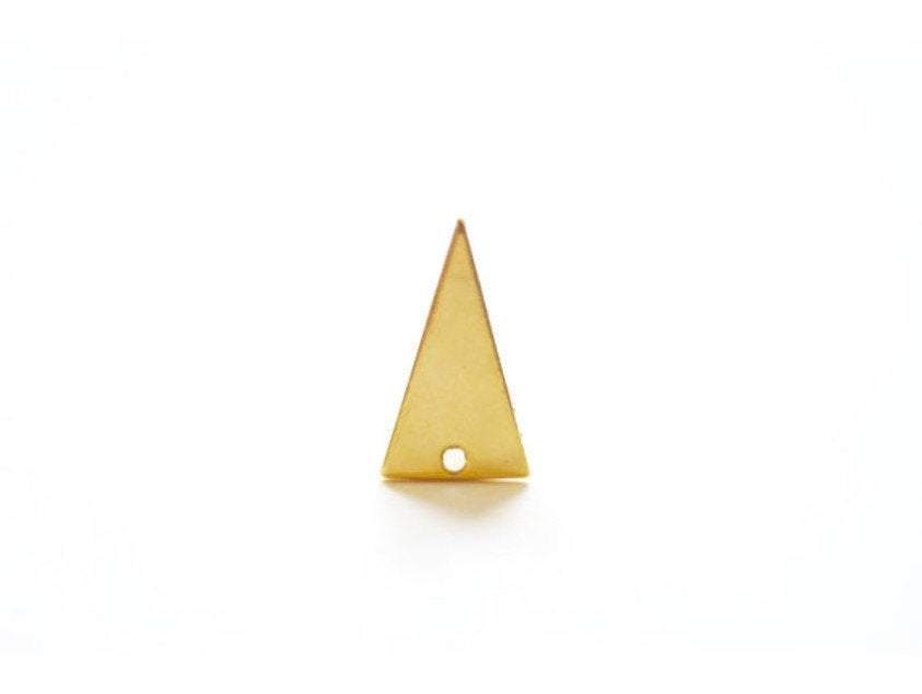 Glossy Vermeil Gold Triangle Charm - 18k gold plated over 925 Sterling silver, blank geometrical triangle pendant, Gold Triangle Blanks - HarperCrown