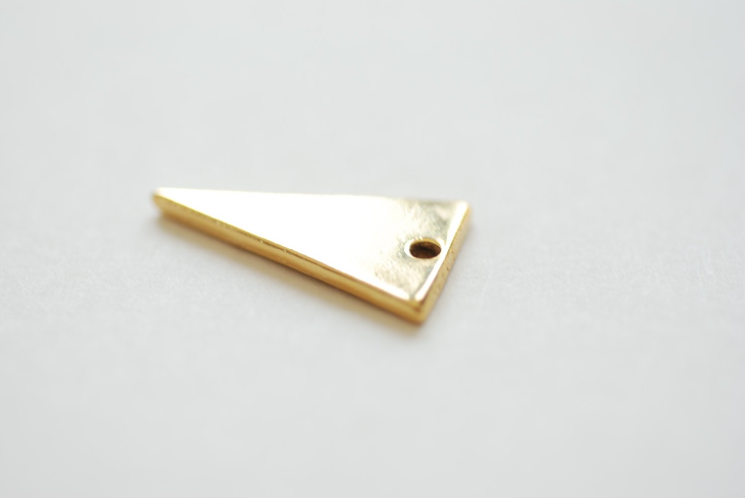Glossy Vermeil Gold Triangle Charm - 18k gold plated over 925 Sterling silver, blank geometrical triangle pendant, Gold Triangle Blanks - HarperCrown