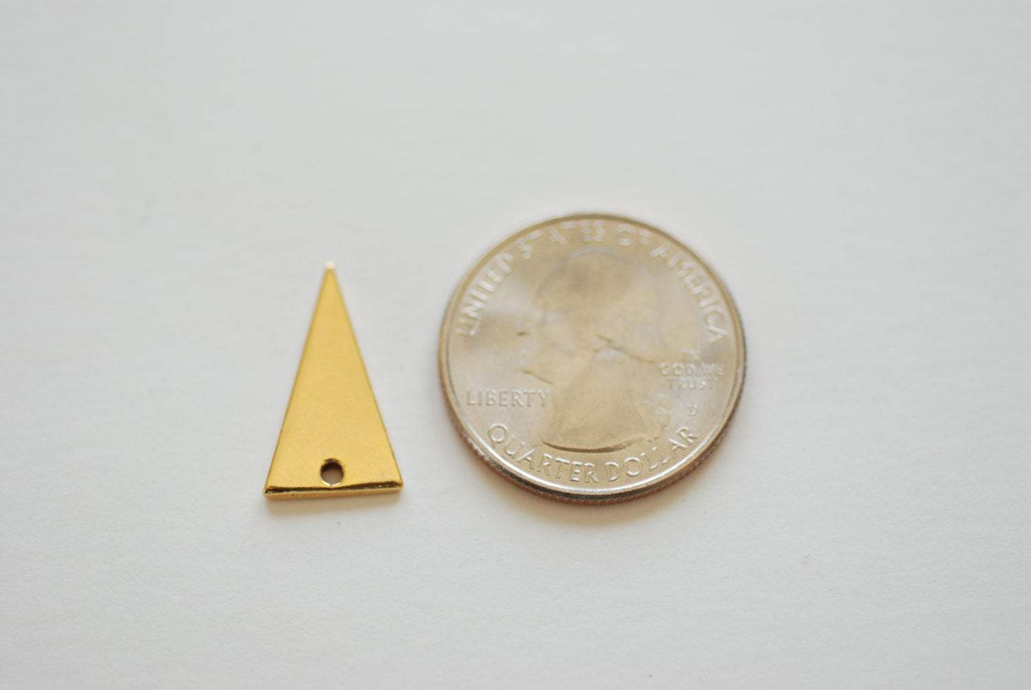 Glossy Vermeil Gold Triangle Charm - 18k gold plated over 925 Sterling silver, blank geometrical triangle pendant, Gold Triangle Blanks - HarperCrown