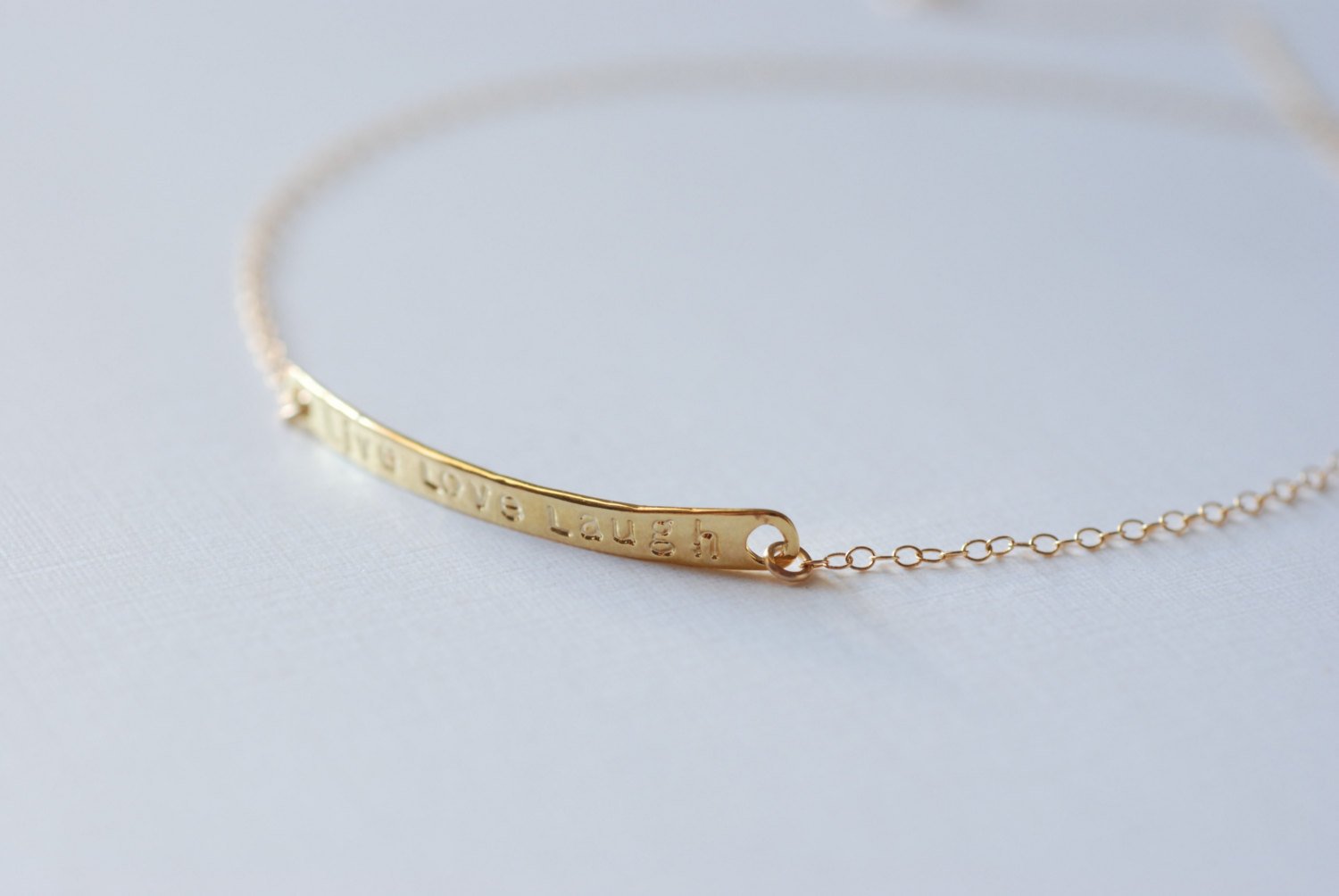 Gold Bar Live Love Laugh Bracelet-24k gold Live Love Laugh Cuff Bangle Bracelet, Gold Bar Bracelet - HarperCrown