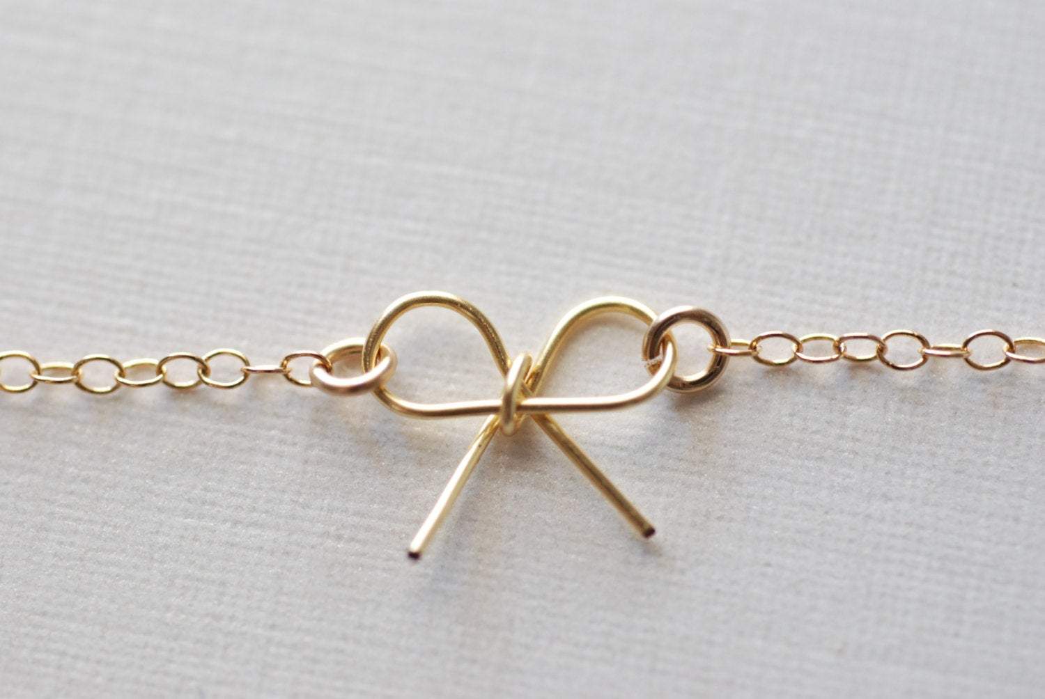 Gold Bow Necklace - 14 karat gold filled bow, gold filled bow necklace, Gold Ribbon Necklace, Dainty Jewerly by HeirloomEnvy - HarperCrown