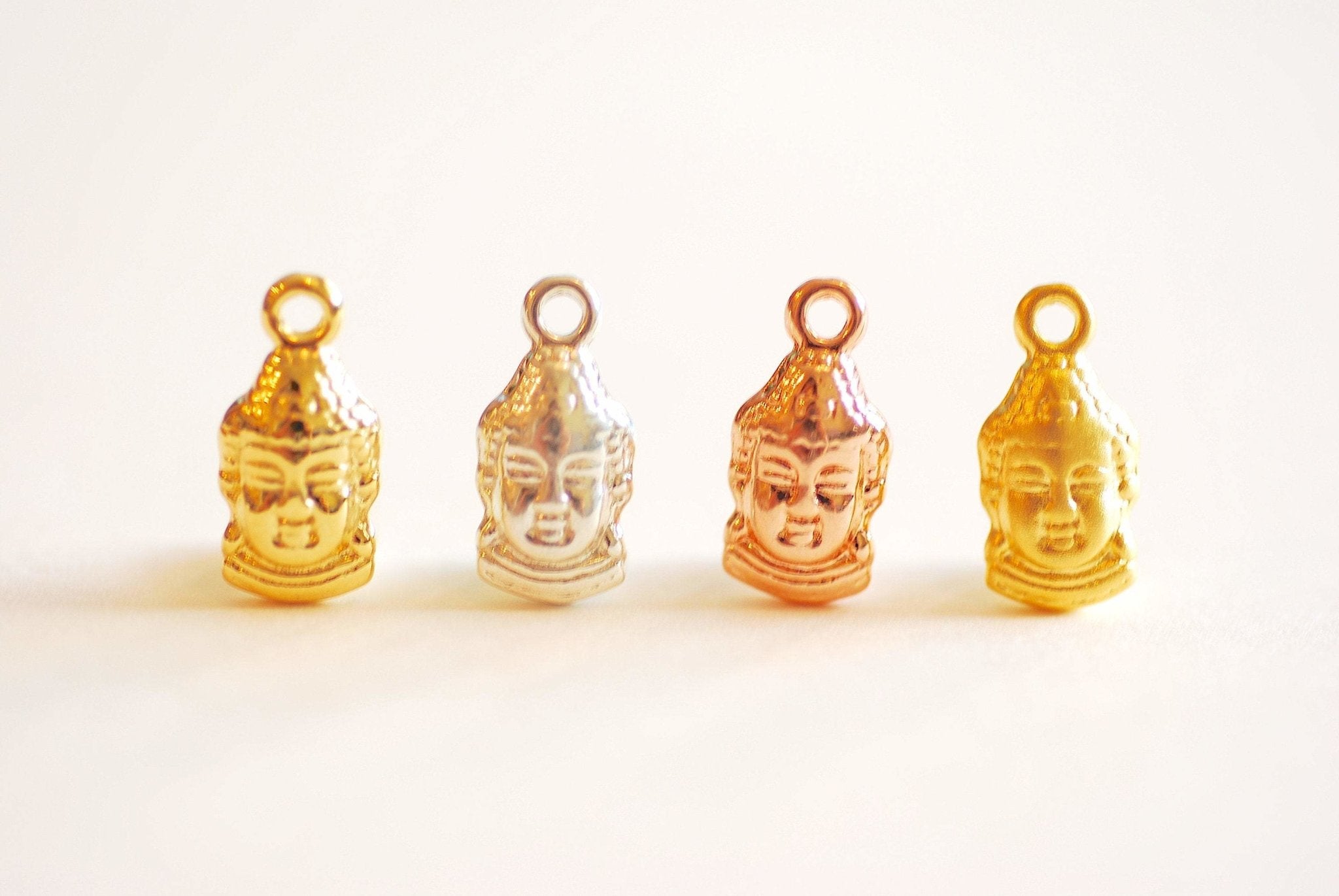 Gold Buddha Head Charm- Vermeil Gold, 22k gold plated 925 sterling silver, Mindfulness Charm, Spiritual, ohm om, Yoga, Meditation, Yogi, 403 - HarperCrown