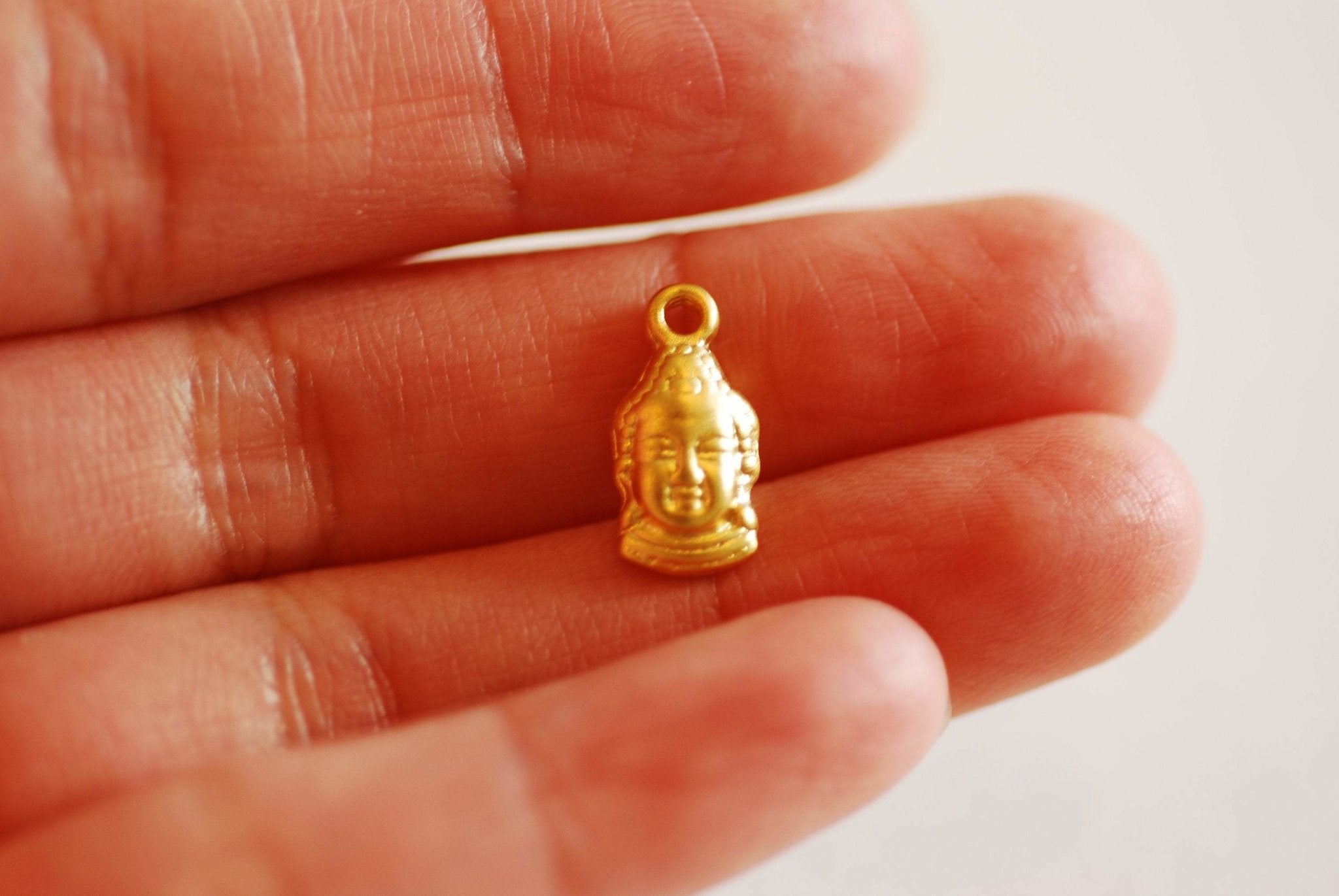 Gold Buddha Head Charm- Vermeil Gold, 22k gold plated 925 sterling silver, Mindfulness Charm, Spiritual, ohm om, Yoga, Meditation, Yogi, 403 - HarperCrown