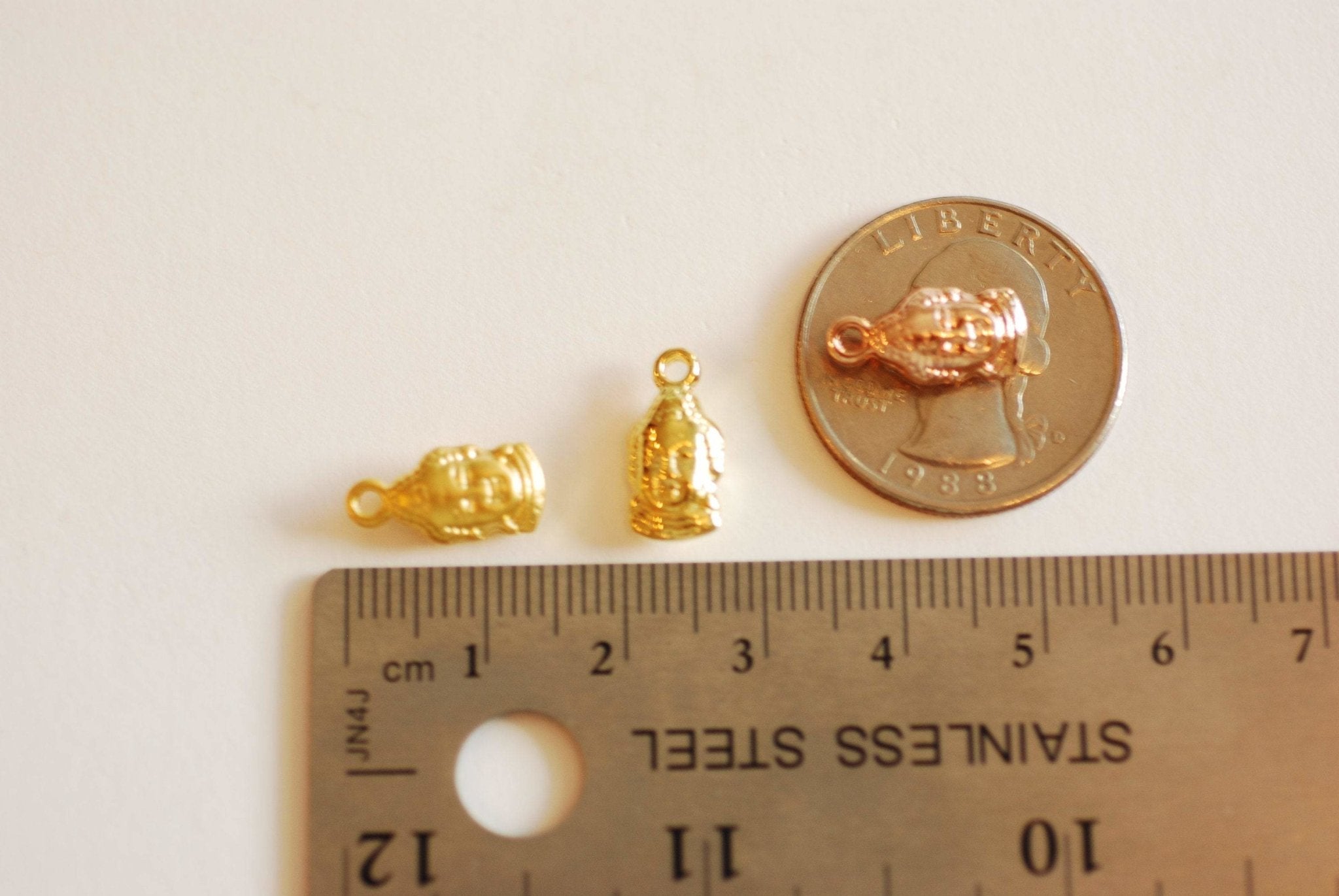 Gold Buddha Head Charm- Vermeil Gold, 22k gold plated 925 sterling silver, Mindfulness Charm, Spiritual, ohm om, Yoga, Meditation, Yogi, 403 - HarperCrown