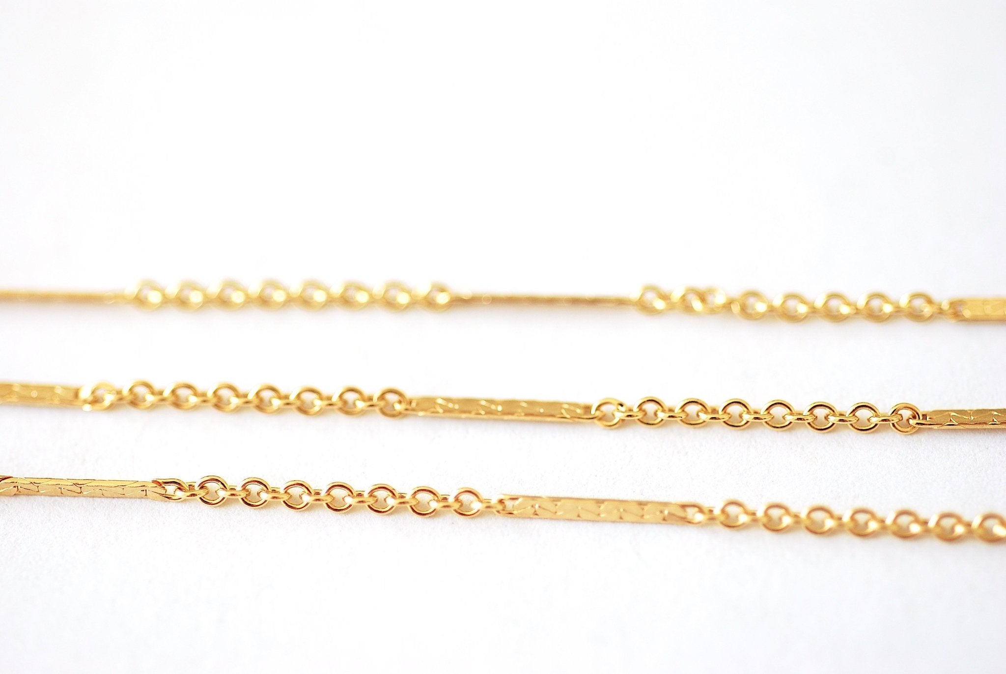 Gold Filled Bar Chain Sold by foot Jewelry making Gold Filled Sterling Silver Flat Bar Fancy Chain Bulk Chain - HarperCrown