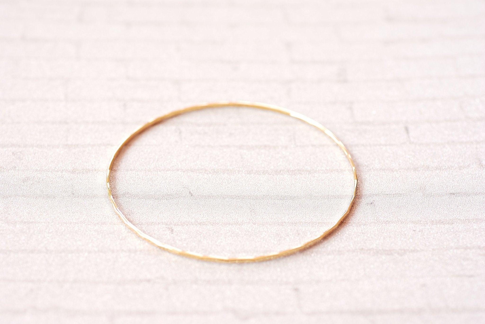 Gold Filled Hammered Bangle Bracelet Thin Simple Everyday Bracelet Jewelry Gold Minimalist Bangle Bracelet 14k Gold Filled Cuff GIFT - HarperCrown