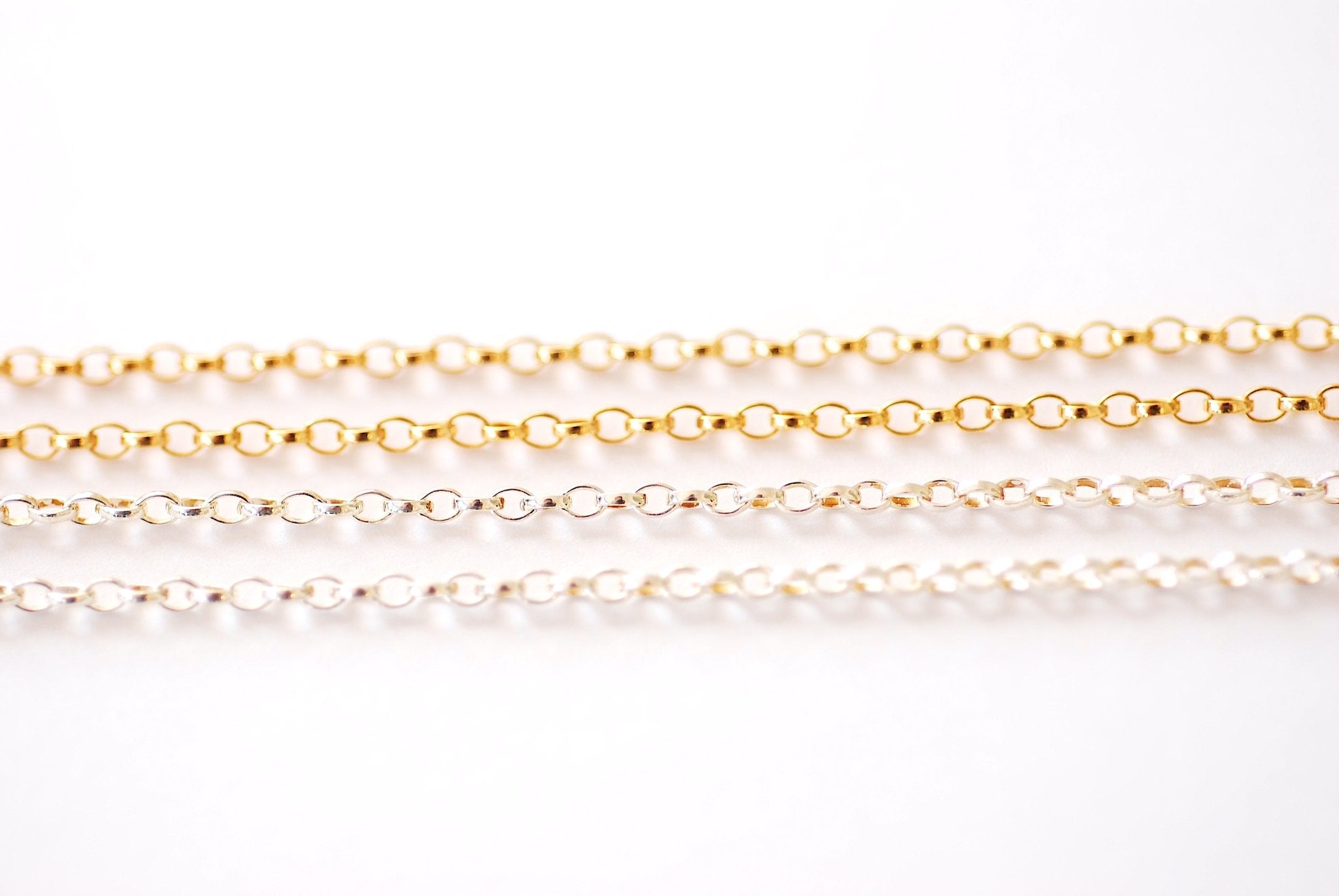 Gold Filled Rolo Chain l 1.8mm x 2.6mm Width Oval Rolo Chain l Wholesale Gold Filled Sterling Silver Chain Permanent Jewelry Necklace Chain - HarperCrown