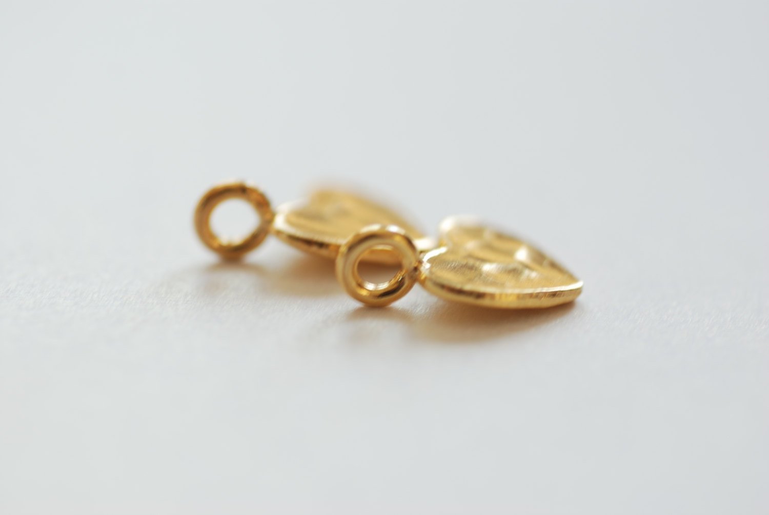 Gold Hammered Heart Vermeil Charm- 18k gold plated Sterling Silver, Stamping Blank Heart Charm Pendant, Heart Blanks, Hammered Heart, 43 - HarperCrown