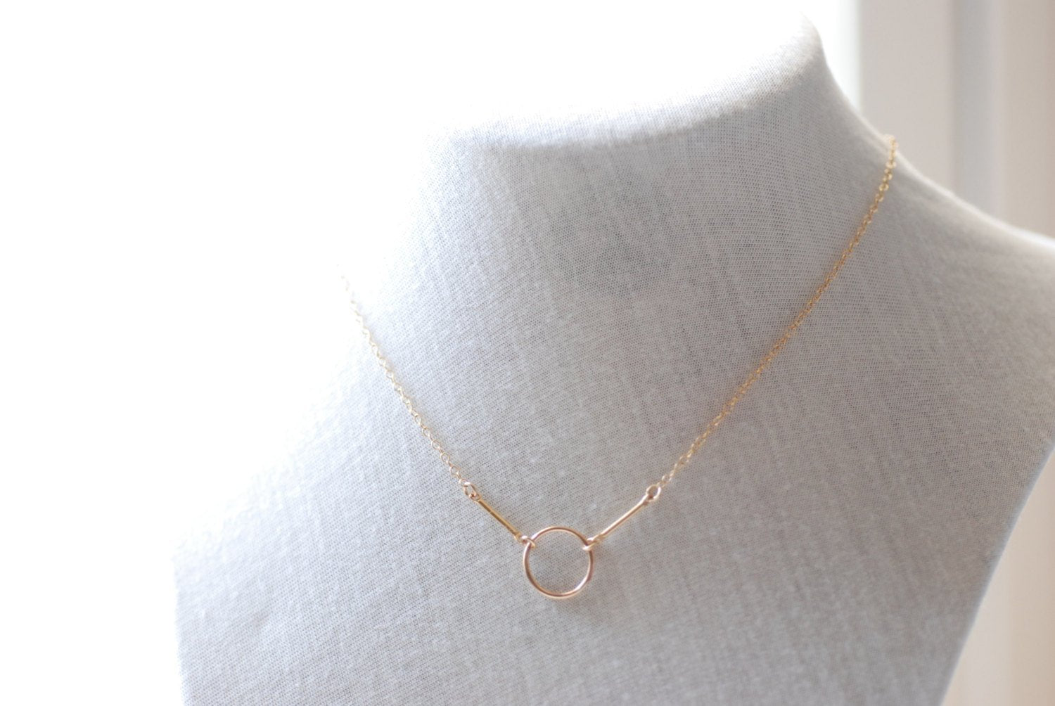 Gold Karma Necklace, Karma Necklace, Dainty Circle necklace, 14k Gold Fill or Sterling Silver, Delicate Chain Circle Necklace - HarperCrown