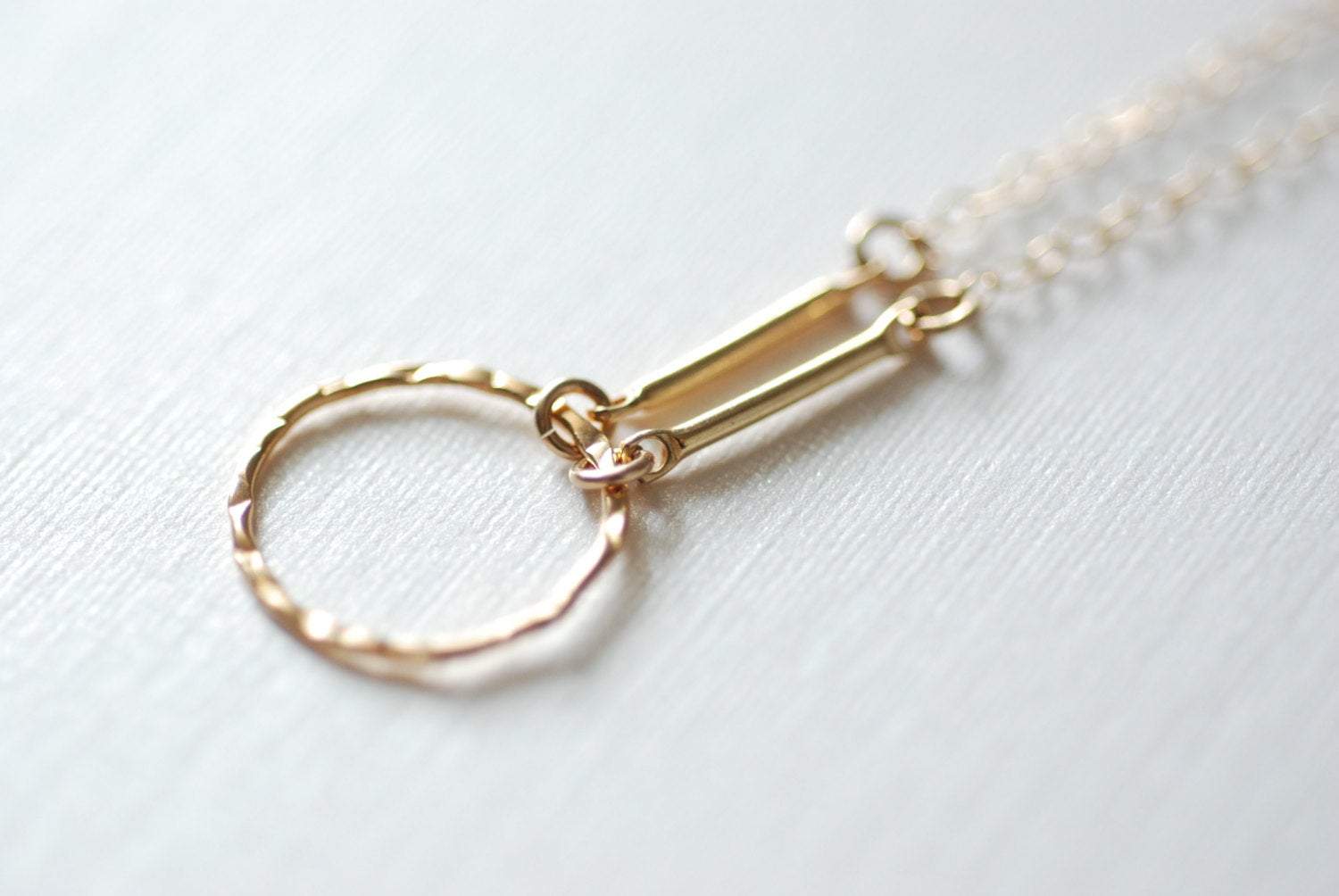 Gold Karma Necklace, Karma Necklace, Dainty Circle necklace, 14k Gold Fill or Sterling Silver, Delicate Chain / Dainty Circle Outline - HarperCrown