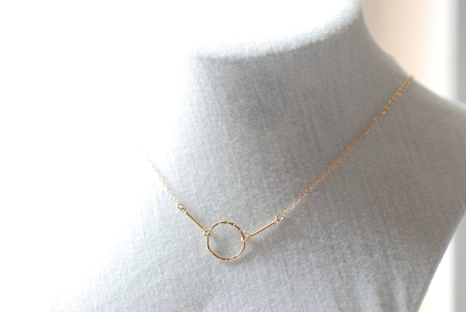 Gold Karma Necklace, Karma Necklace, Dainty Circle necklace, 14k Gold Fill or Sterling Silver, Delicate Chain / Dainty Circle Outline - HarperCrown
