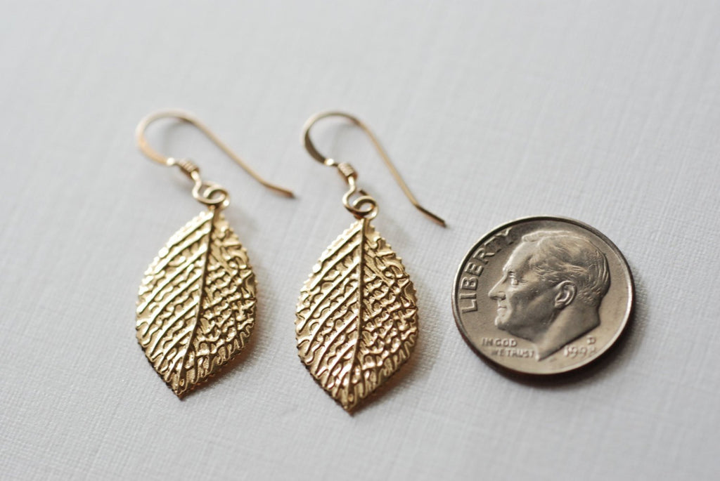 Handmade by HeirloomEnvy Gold Leaf Earrings simple gold leaf