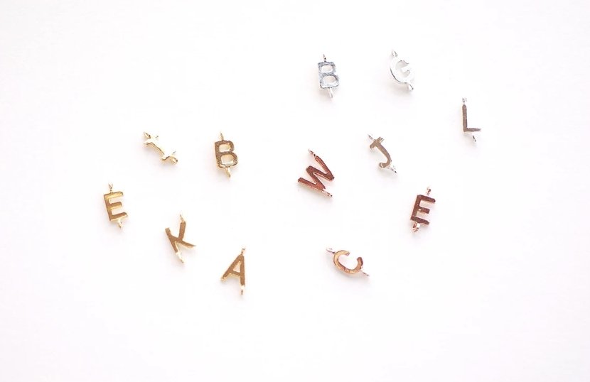Gold Letter Connector Charm l Wholesale Jewelry Findings l Vermeil 18k Gold 925 Sterling Silver - HarperCrown