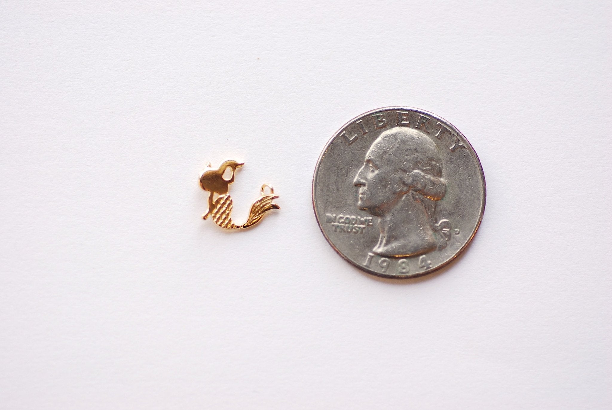 Gold Mermaid Connector Charm - 18k gold plated over Brass charm pendant Mermaid Brass Pendant Connector Link B227 - HarperCrown