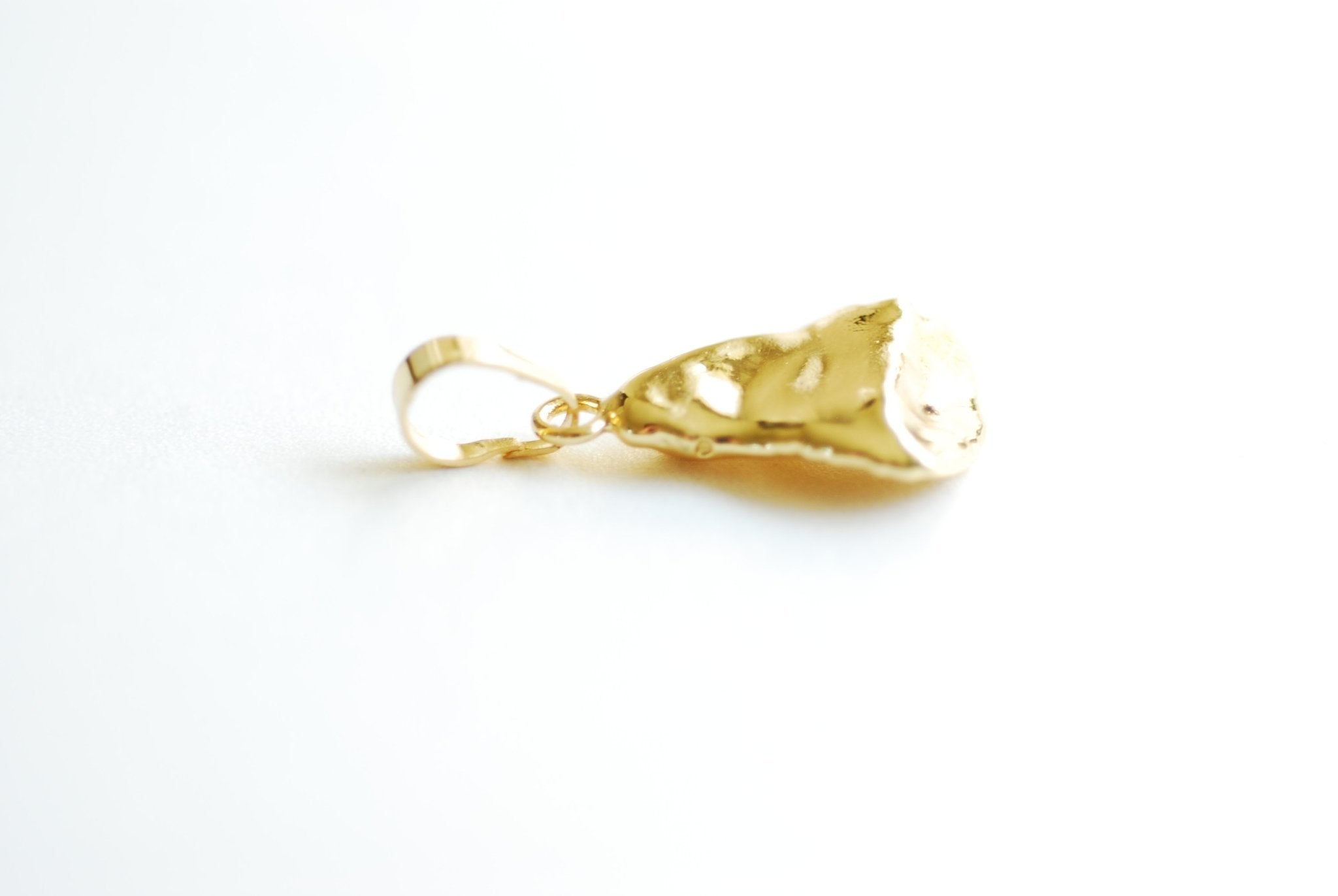 Gold Natural Baroque Pearl, 18k Gold plated over real Pearl Pendant, Pearl pendant, Cowrie Shell, Cowry Shell, Keshi Pearl Shape Charm - HarperCrown