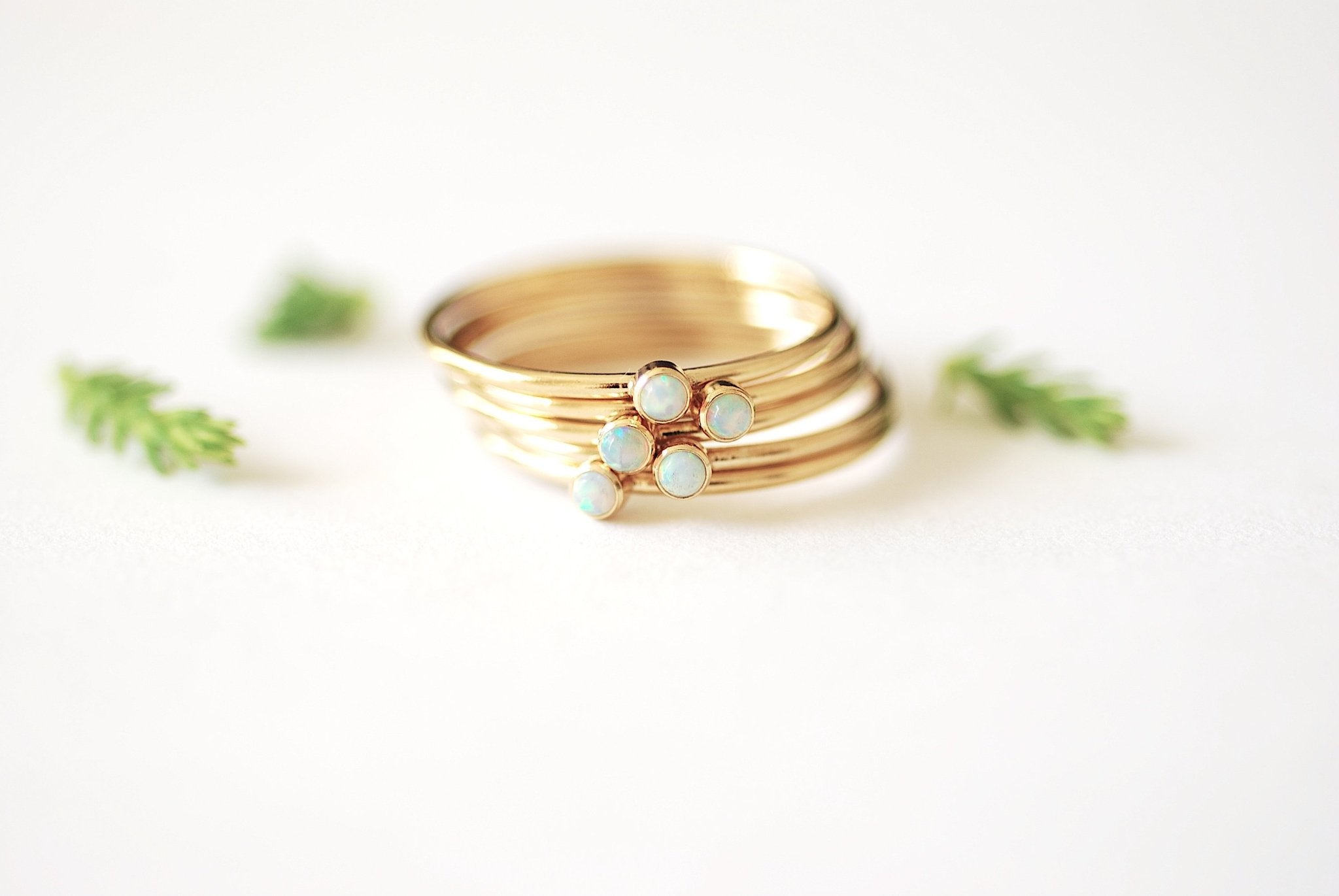 Wholesale Ring Jewelry Gold Opal Stacking Finger Ring 14k Gold