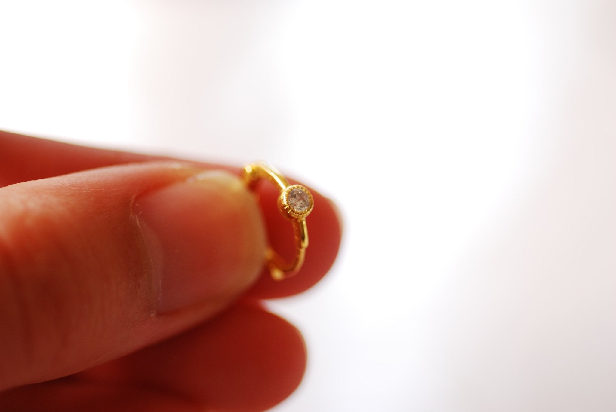 Gold or Sterling Silver Solitaire CZ Huggie Hoop Earrings Minimalist Earrings Dainty Earrings Hoop Cubic Zirconia Hoop Earrings - HarperCrown