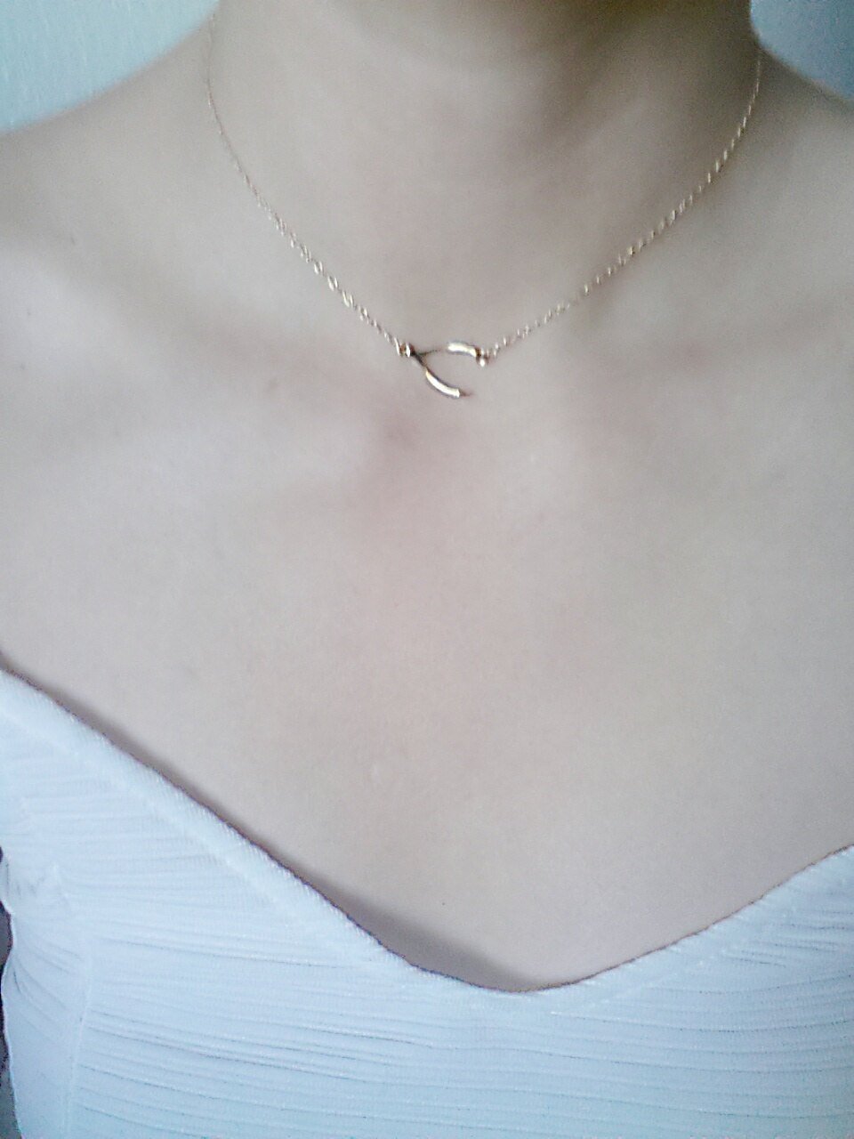 Gold Sideways Wishbone Necklace - Lucky wishbone necklace, Gold Wishbone Necklace, Simple Dainty Jewelry by HeirloomEnvy - HarperCrown