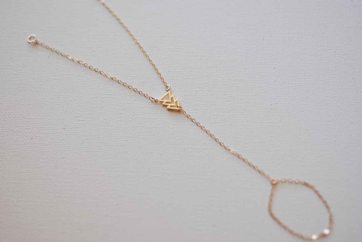 Gold Triangle Hand Chain Bracelet,Chevron Hand Chain Bracelet,gold finger bracelet,Gold Hand Chain,Tri Delta,Harem Bracelet - HarperCrown