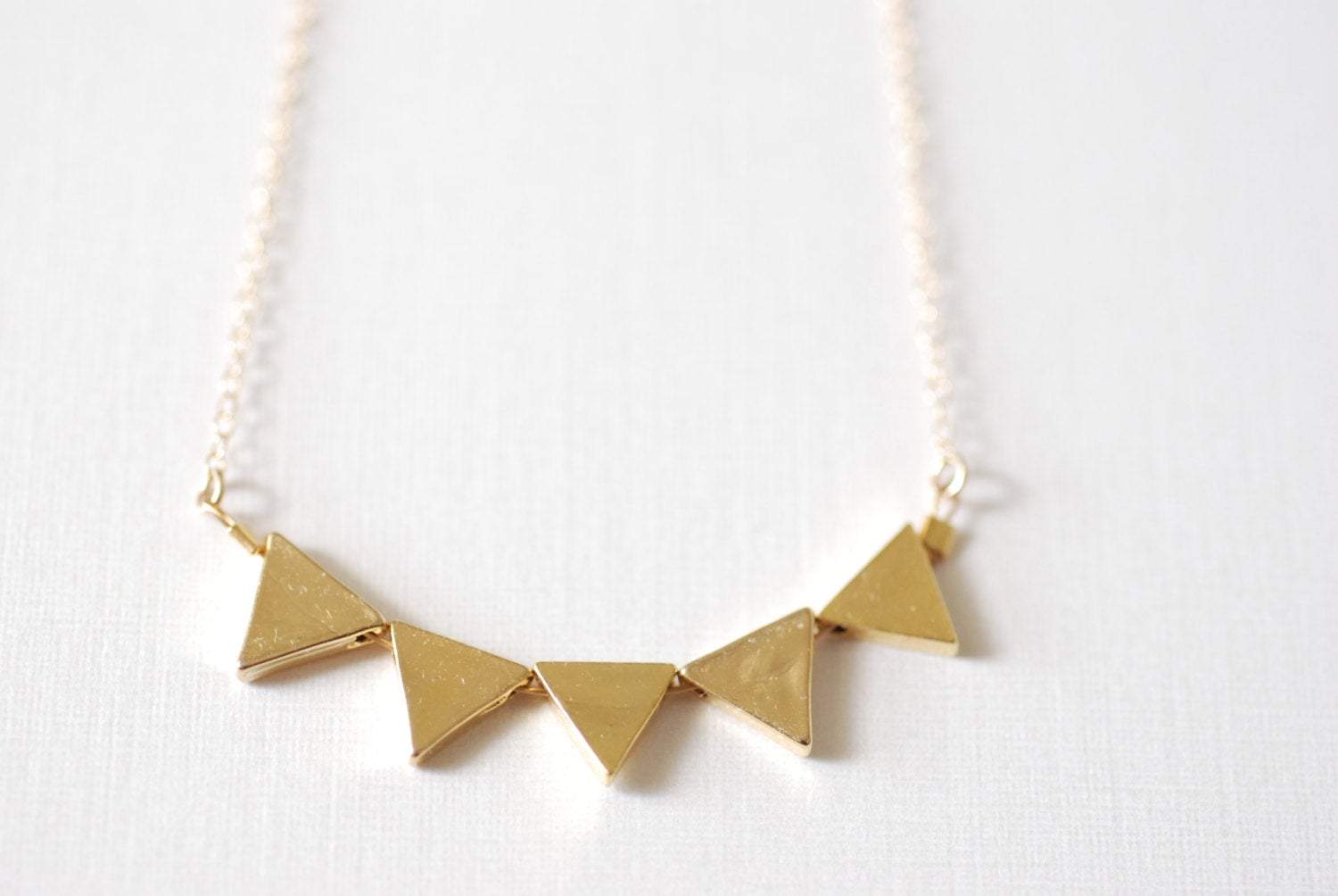 Gold Triangle Necklace, Geometric Jewelry, triangle banner necklace, Triangle Necklace - HarperCrown