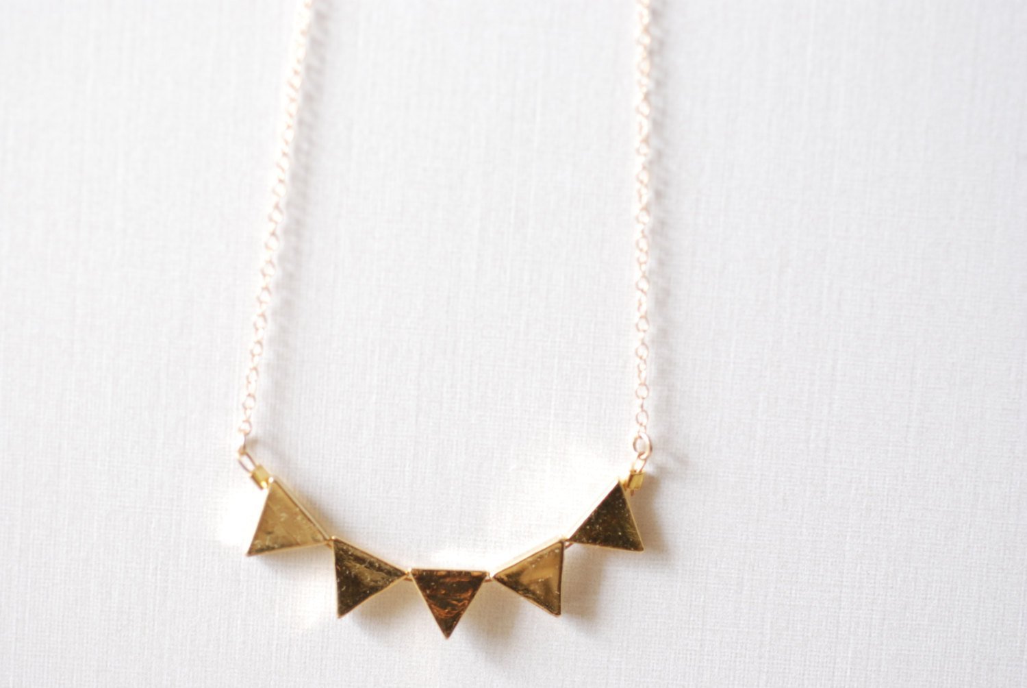 Gold Triangle Necklace, Geometric Jewelry, triangle banner necklace, Triangle Necklace - HarperCrown